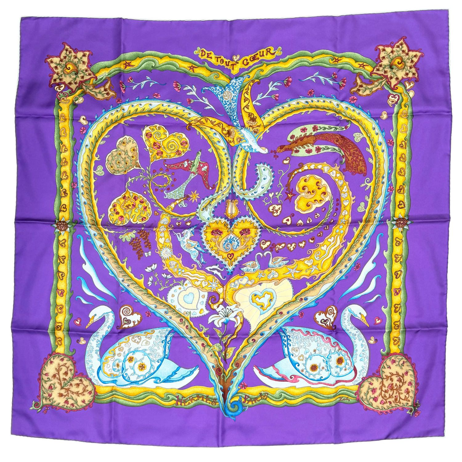 Hermès De Tout Coeur Silk Scarf