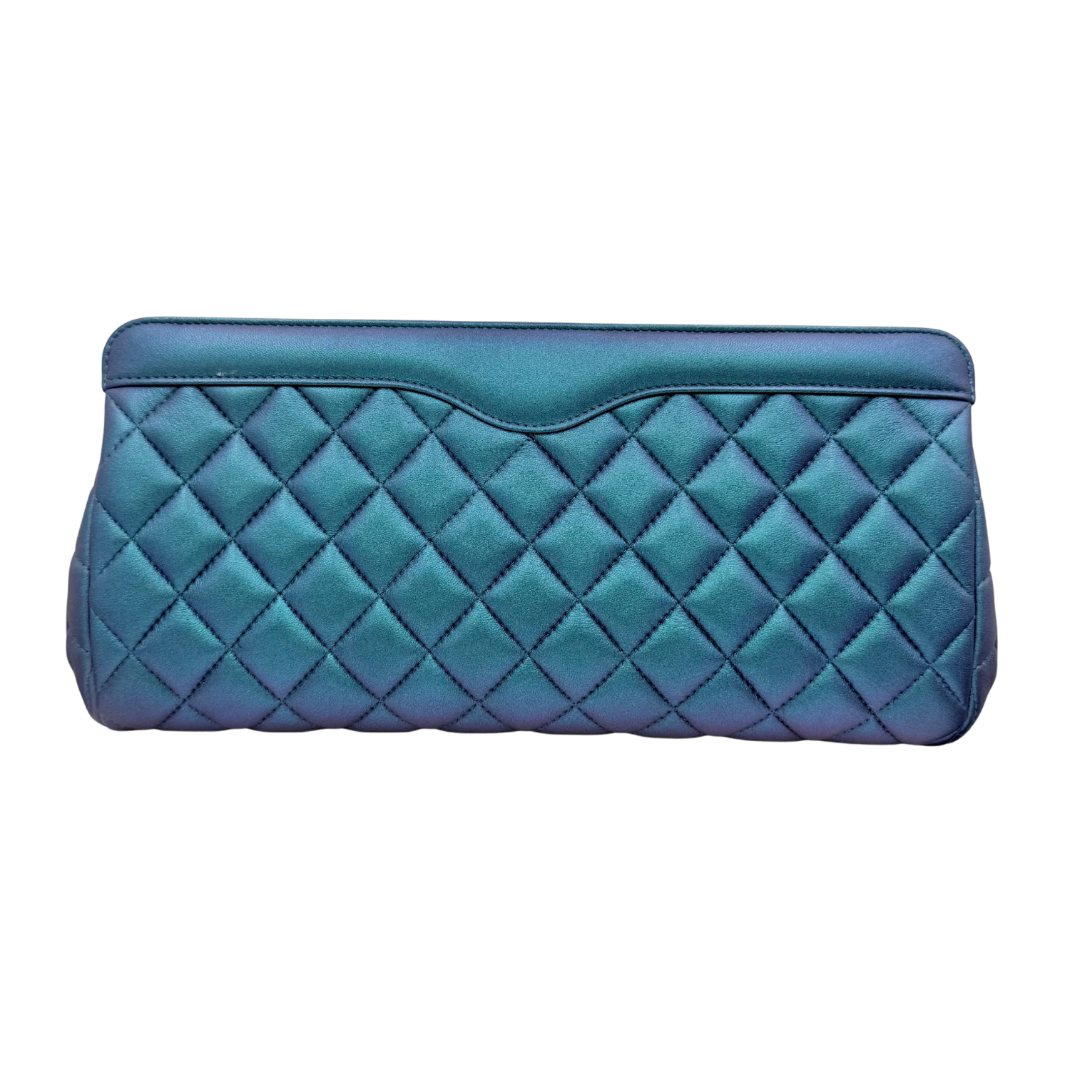 Chanel Quilted Lambskin Iridescent Turquoise Clutch