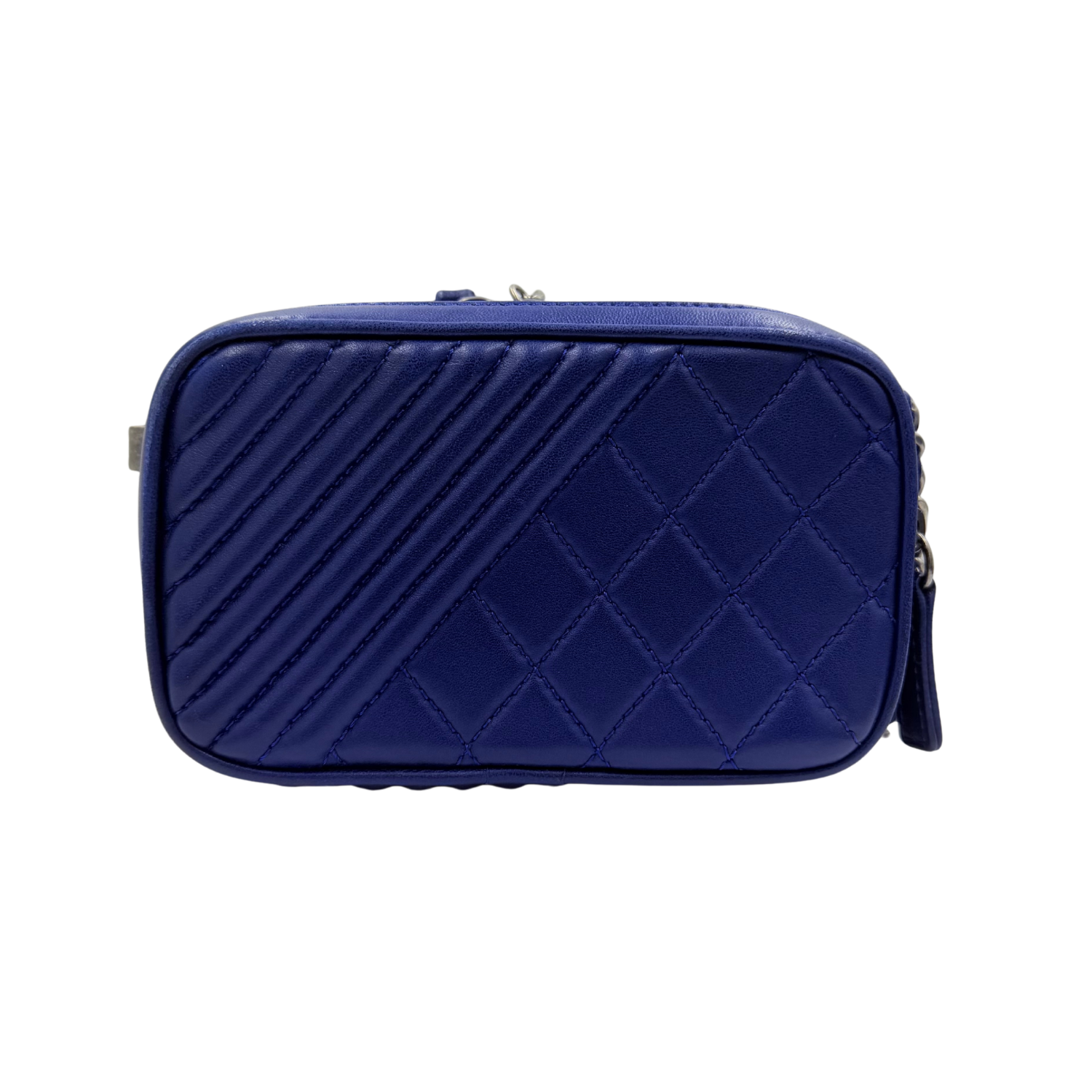 Chanel Quilted Lambskin Mini Coco Boy Camera Bag Blue
