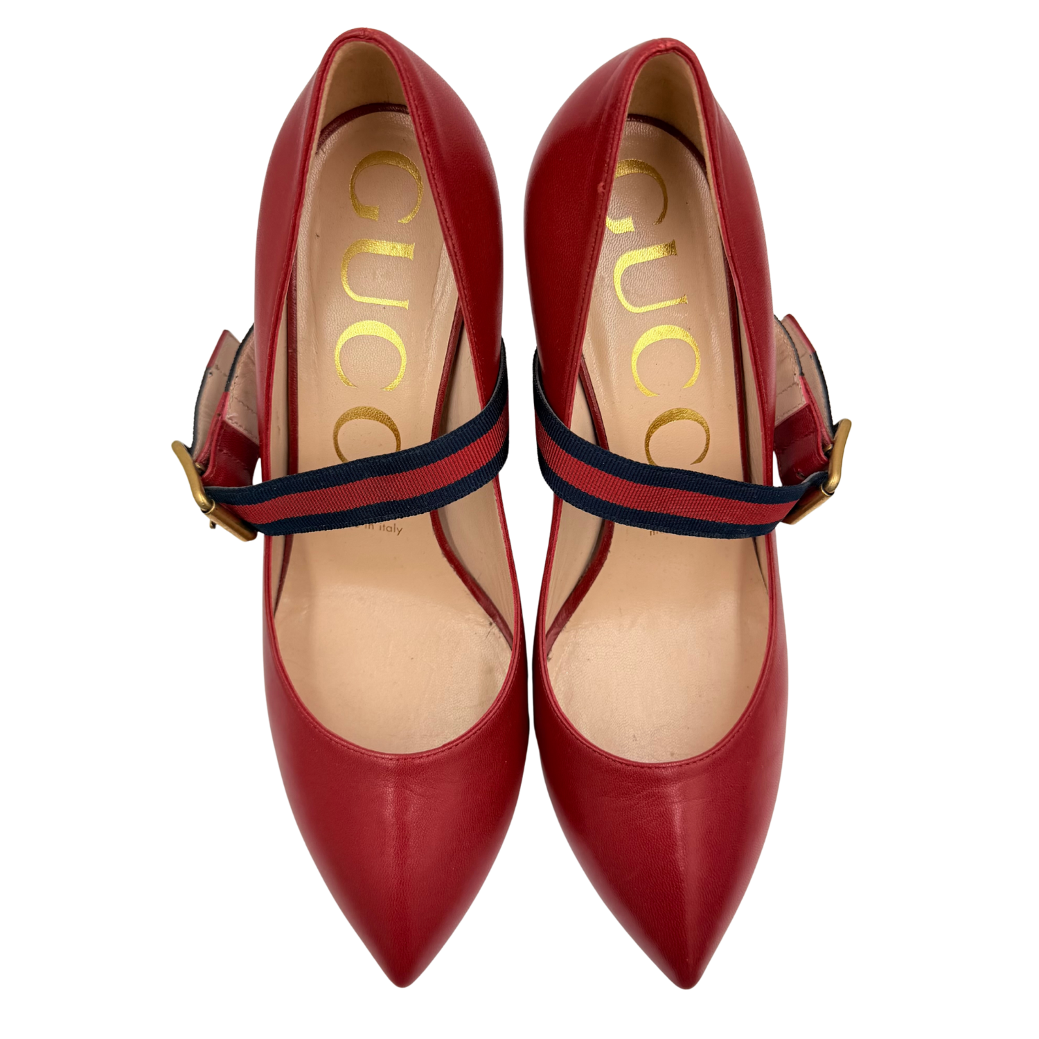Gucci Leather Sylvie Mary Jane Pumps Red