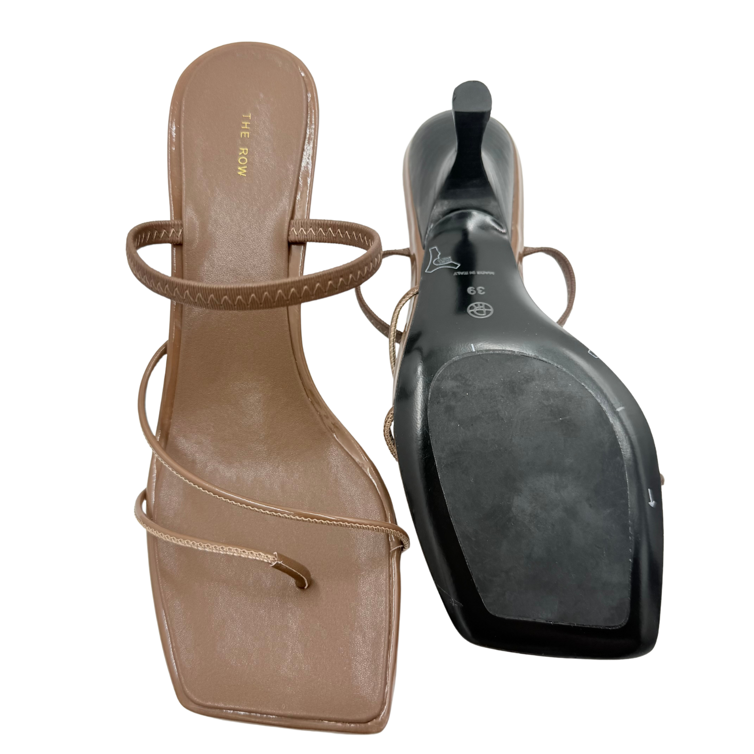 The Row Open Toe Strappy Heel Brown