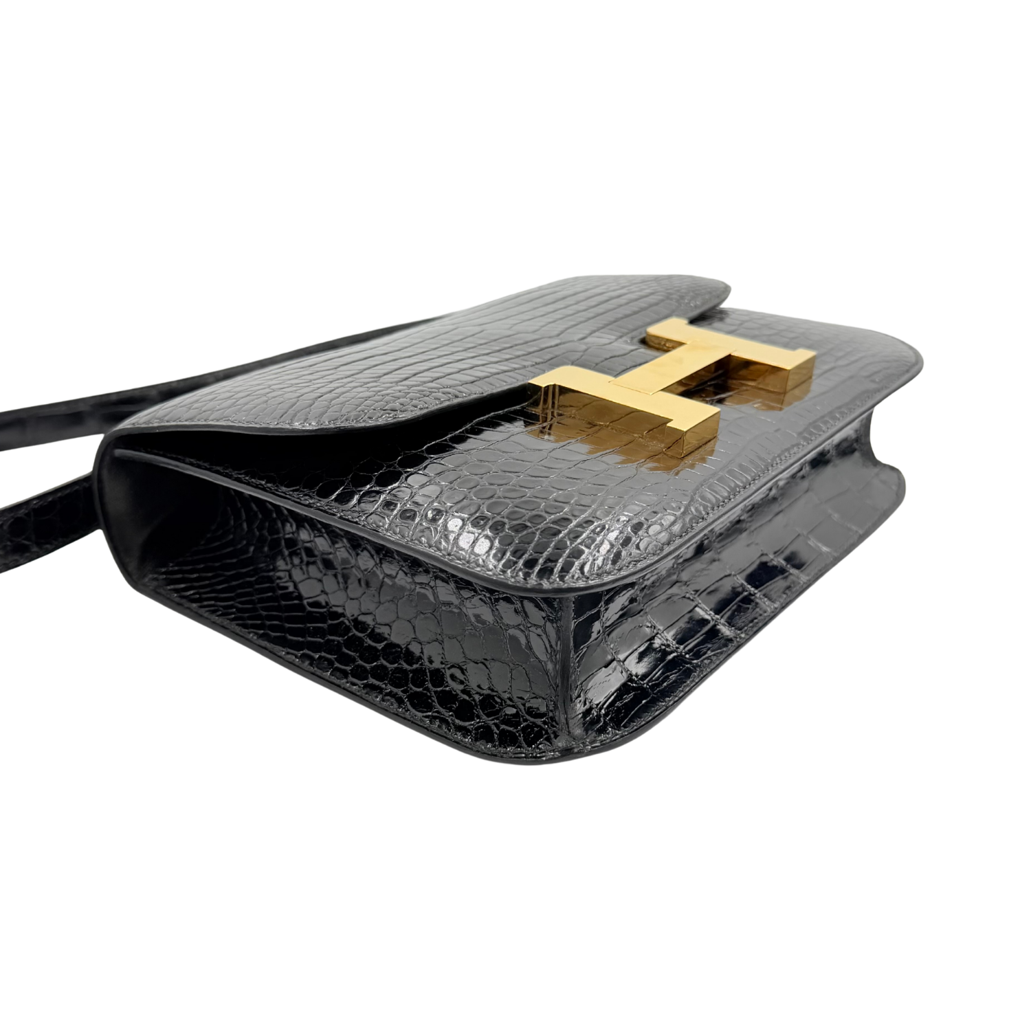 Vintage Constance 24 Black Crocodile with Gold Hardware