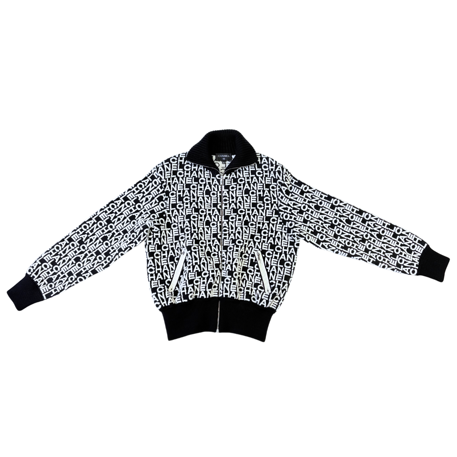 Chanel Printed Coco Neige Zip Up Bomber Jacket