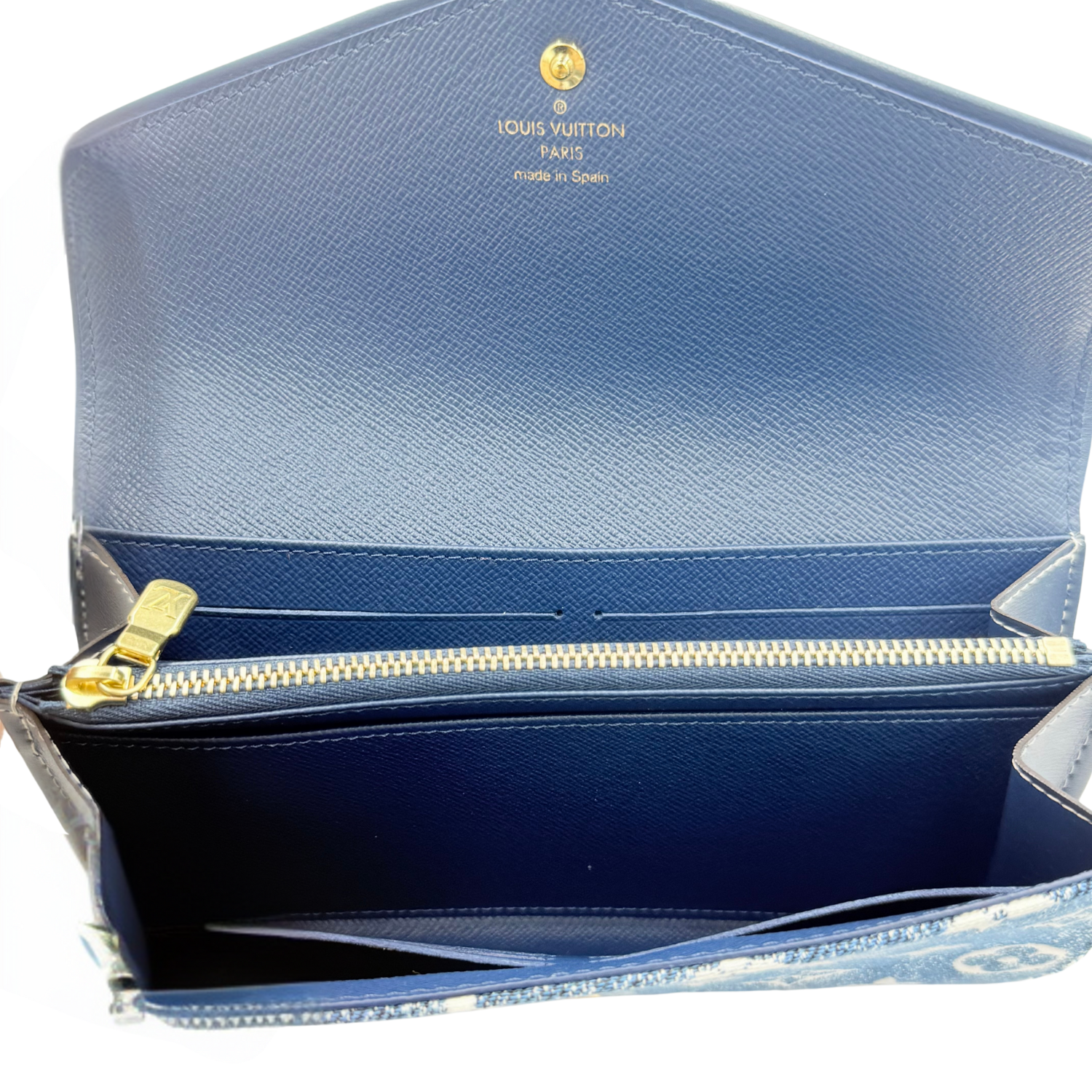 Louis Vuitton Sarah Flap Wallet Denim Jacquard Navy
