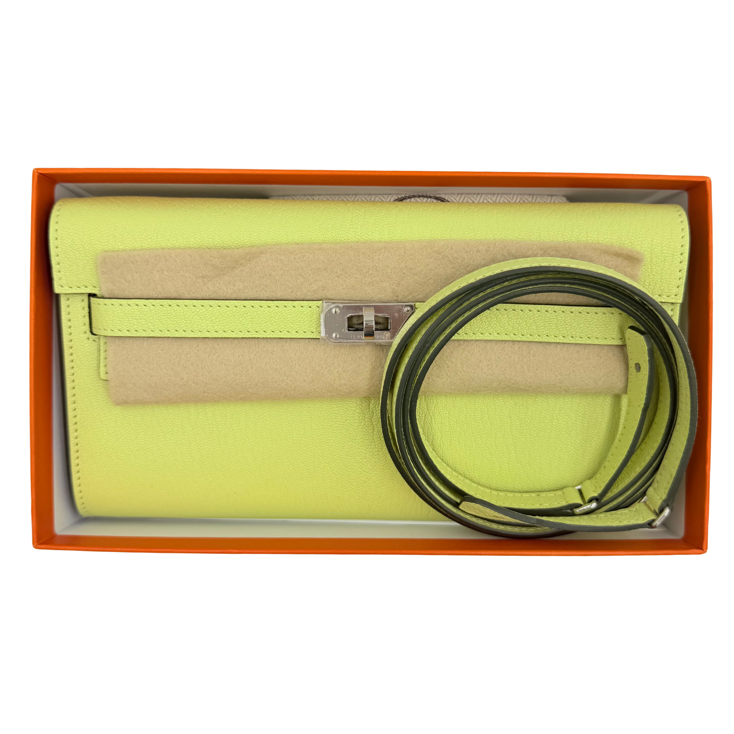 Kelly Wallet To Go Chevre Palladium Hardware Jaune Bourgeon
