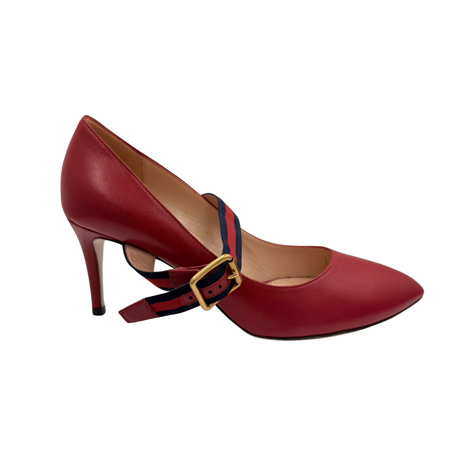 Gucci Leather Sylvie Mary Jane Pumps Red