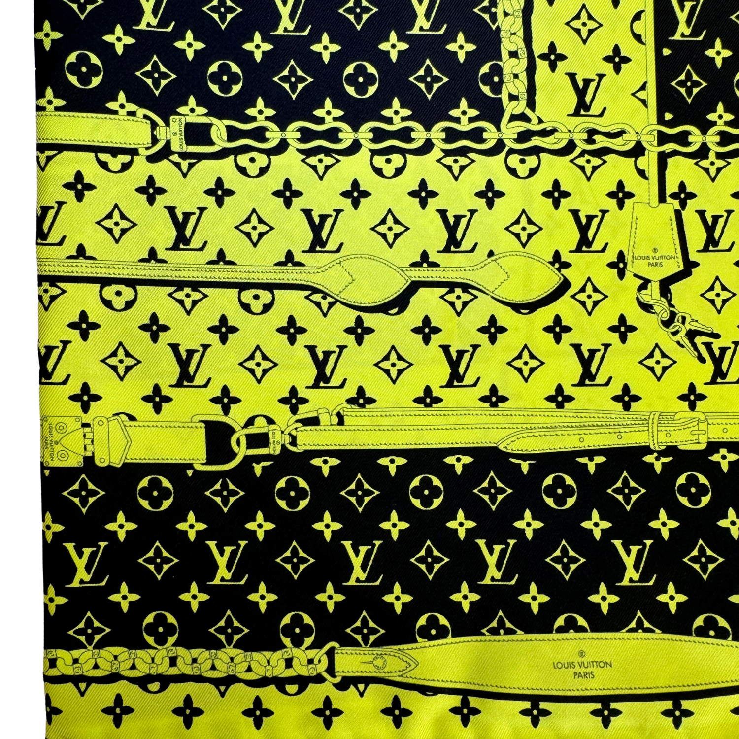 Louis Vuitton Silk Carre Bandanna Confidential Scarf Square 45 Lime Green