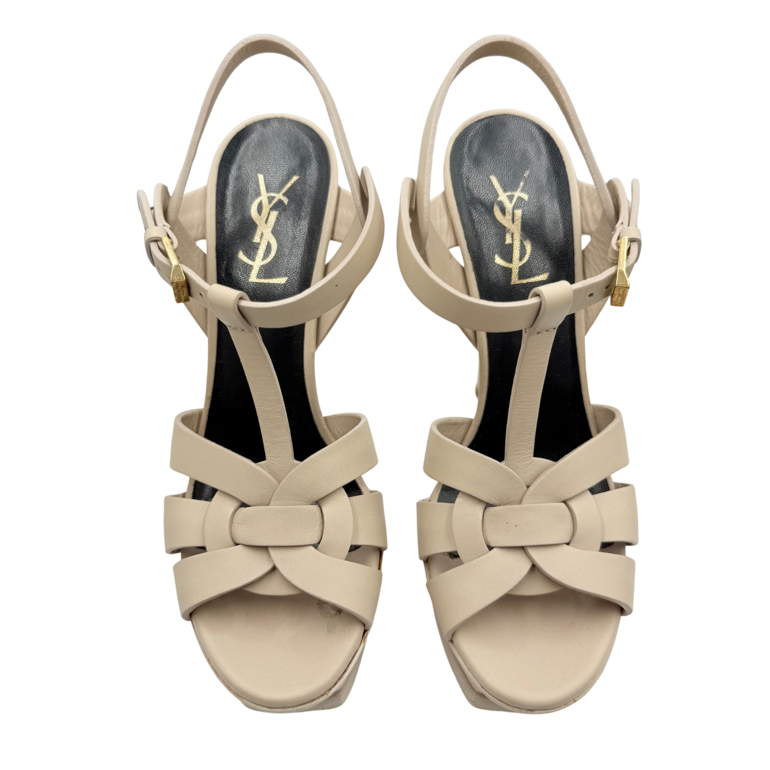 Yves Saint Laurent Tribute 75 Platform Sandals Nude Powder