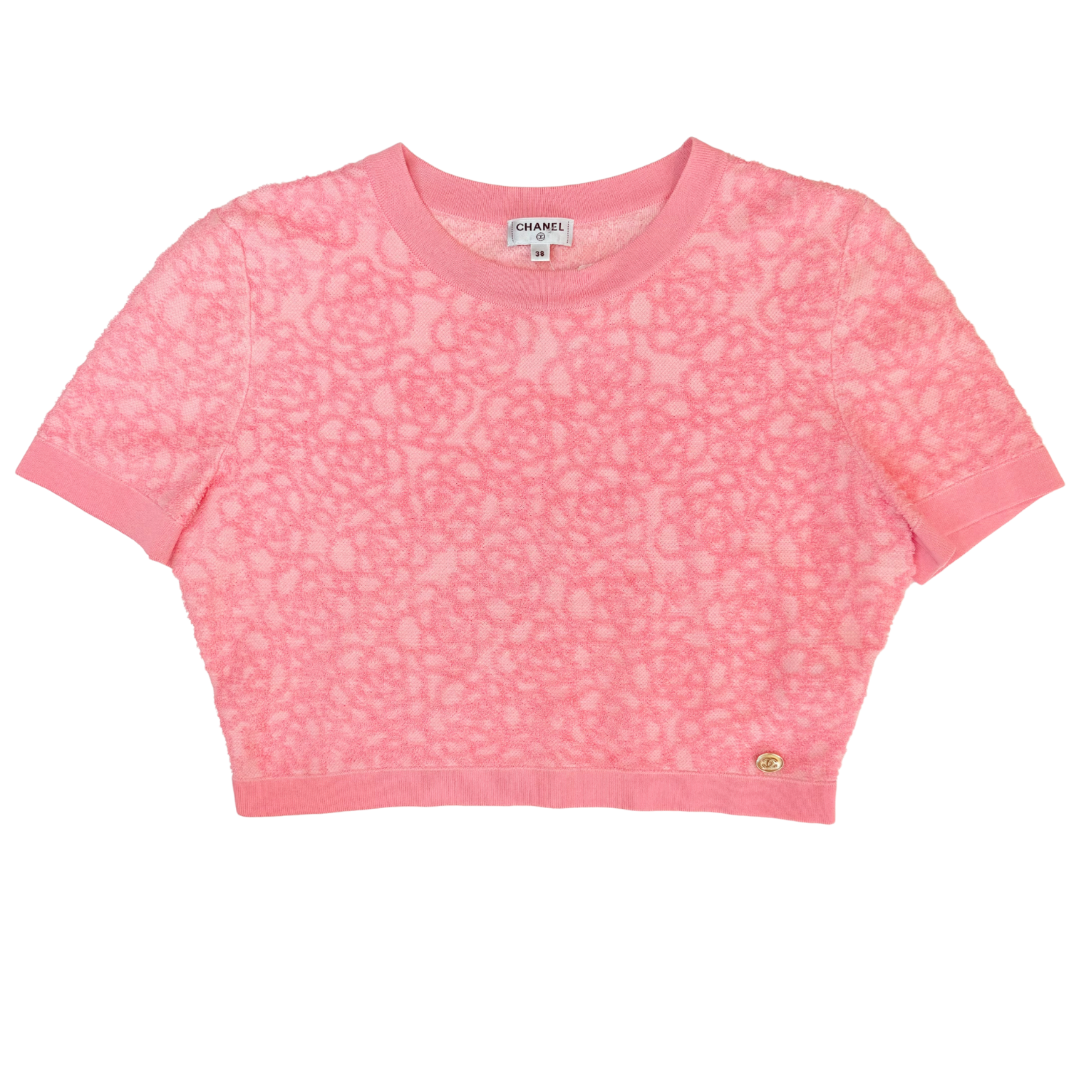 Chanel Short Sleeve Patterned Top Pink