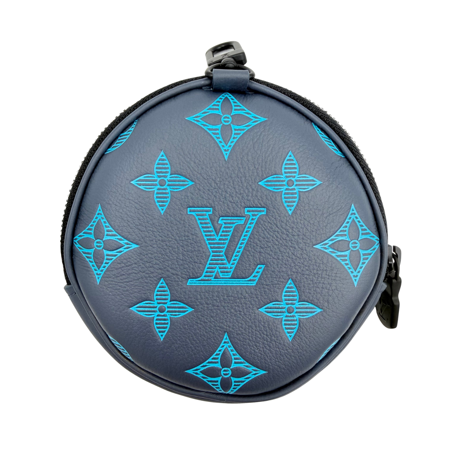 Louis Vuitton Limited Small Leather Zip Around Monogram Navy with Turquoise