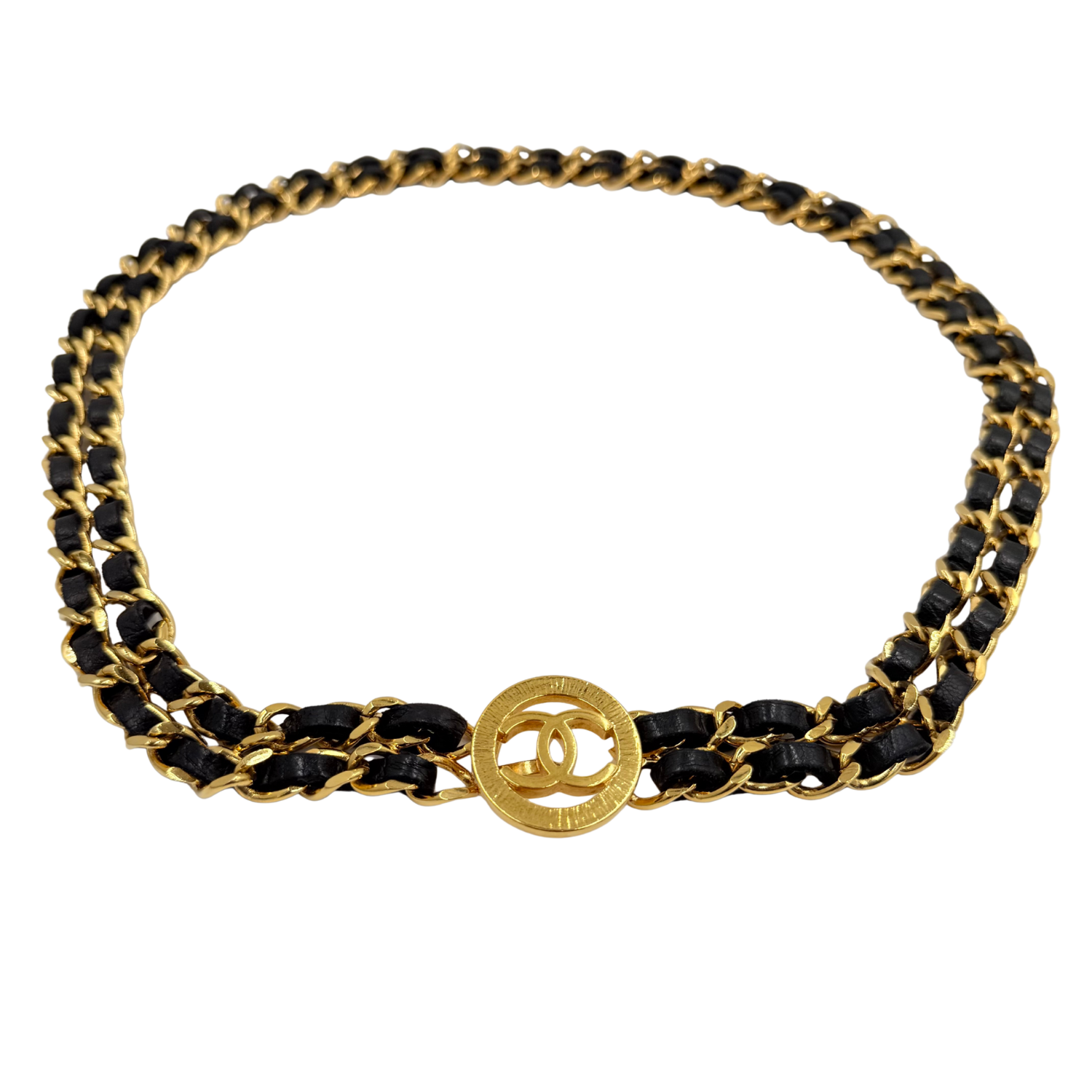 Chanel Vintage 1994 Interlocking CC Belt/Necklace Black and Gold