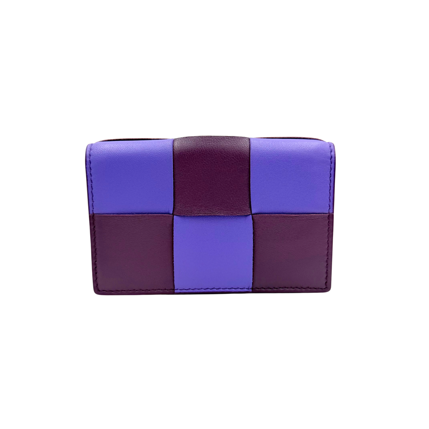 Bottega Veneta Small Intrecciato Leather Cassette Flap Card Case Two Tone Purple