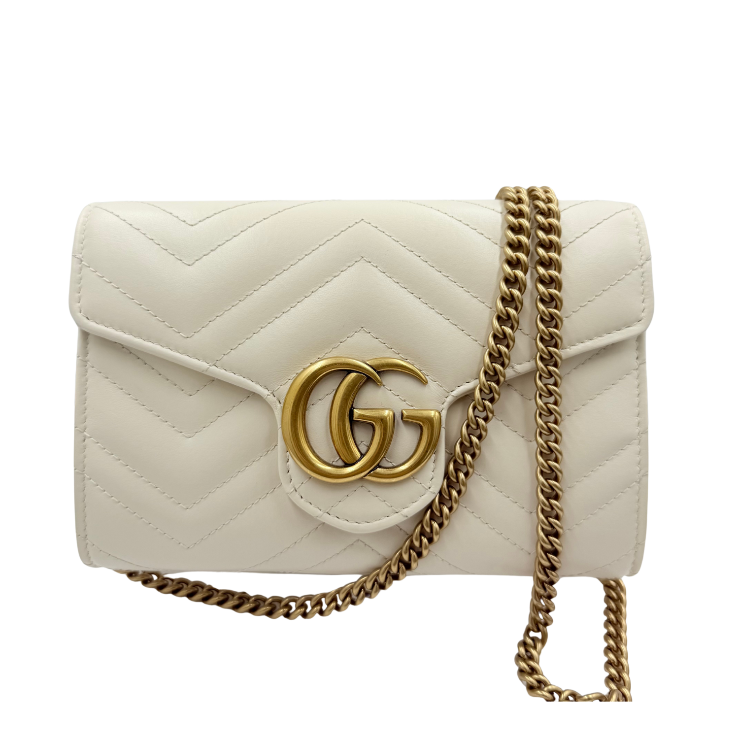 Gucci GG Marmont Wallet On Chain White