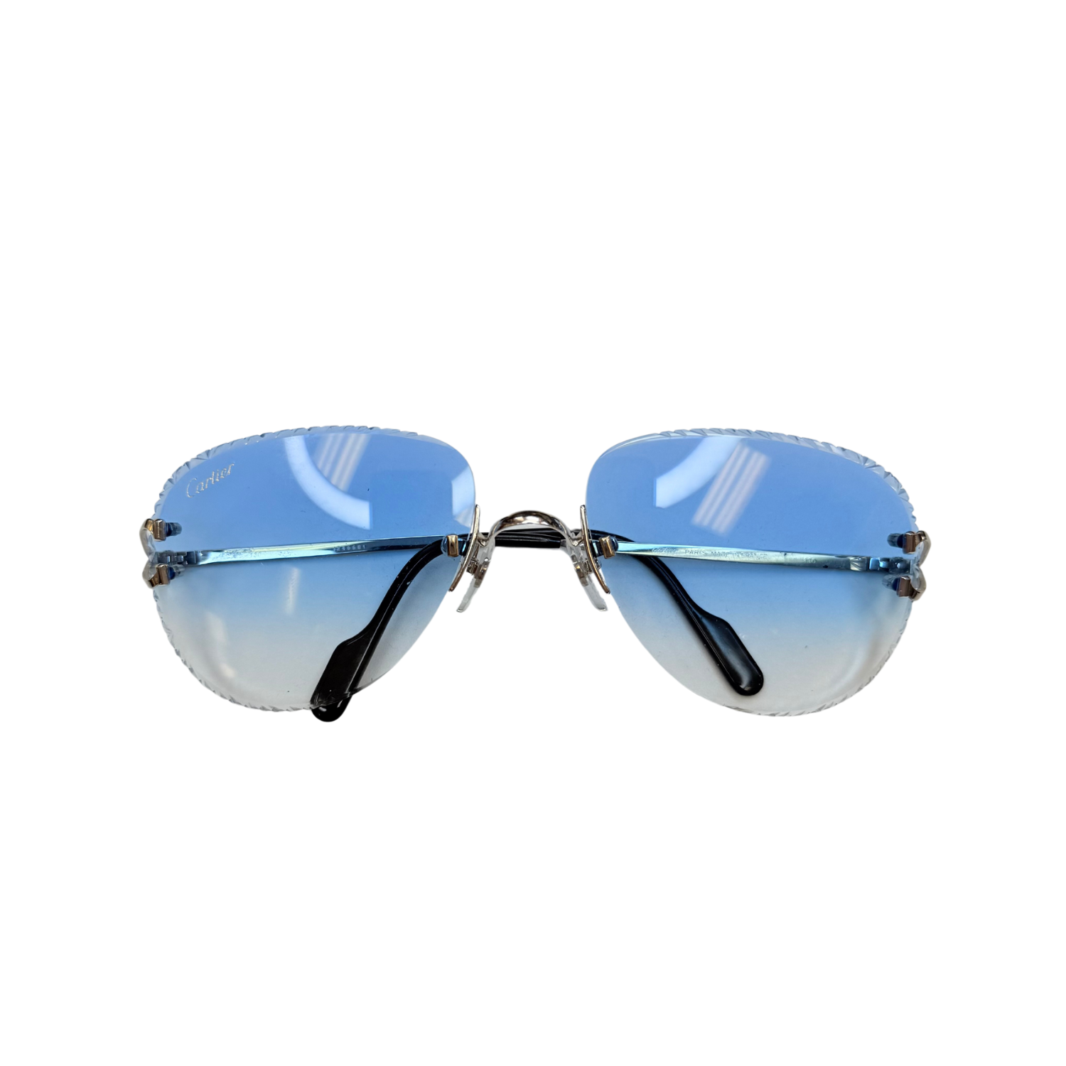 Cartier Gabardine Rimless Sunglasses Blue