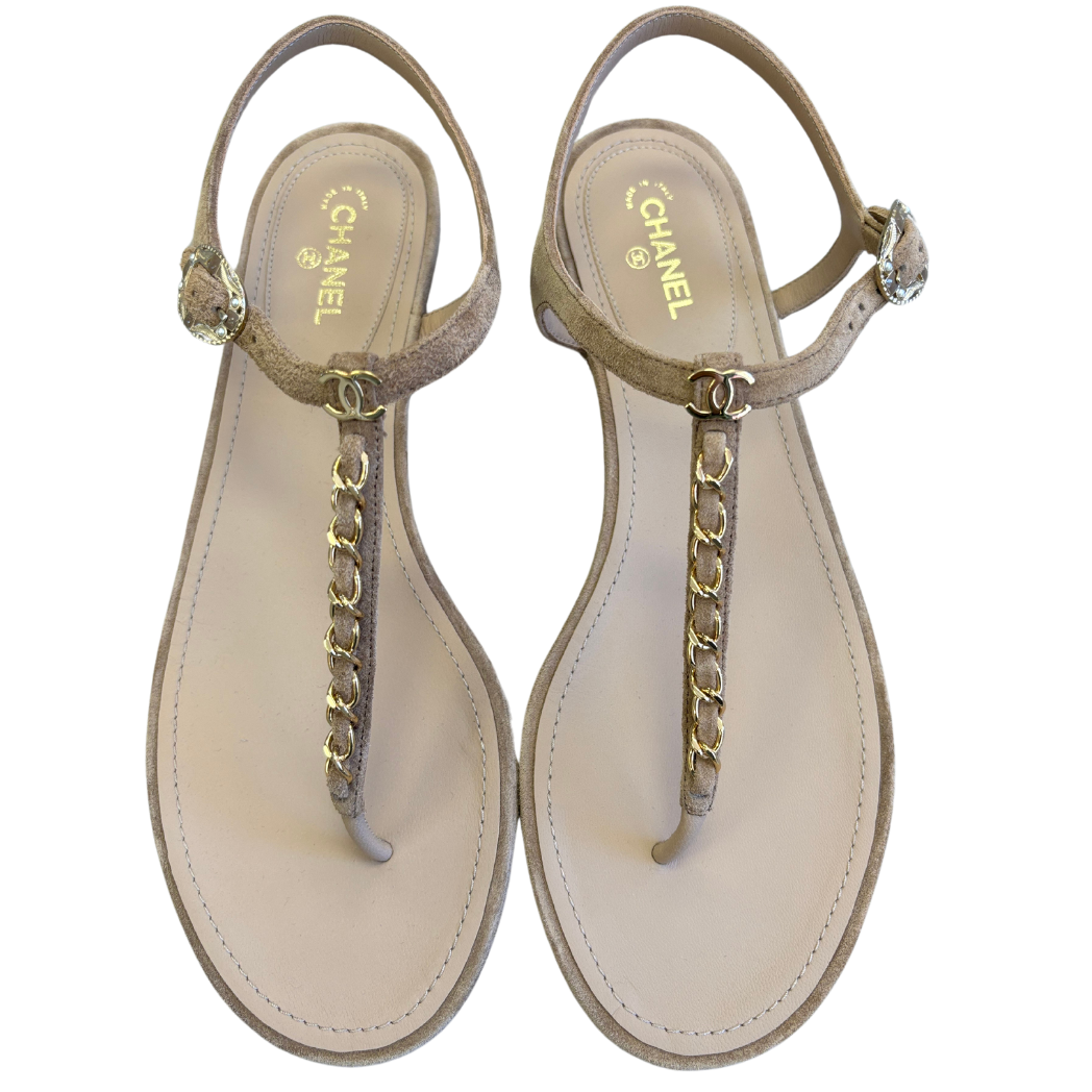 Chanel Suede Chain Sandals