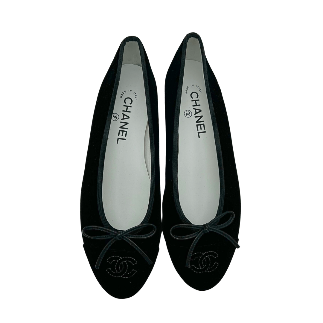 Chanel Velvet Ballet Flats