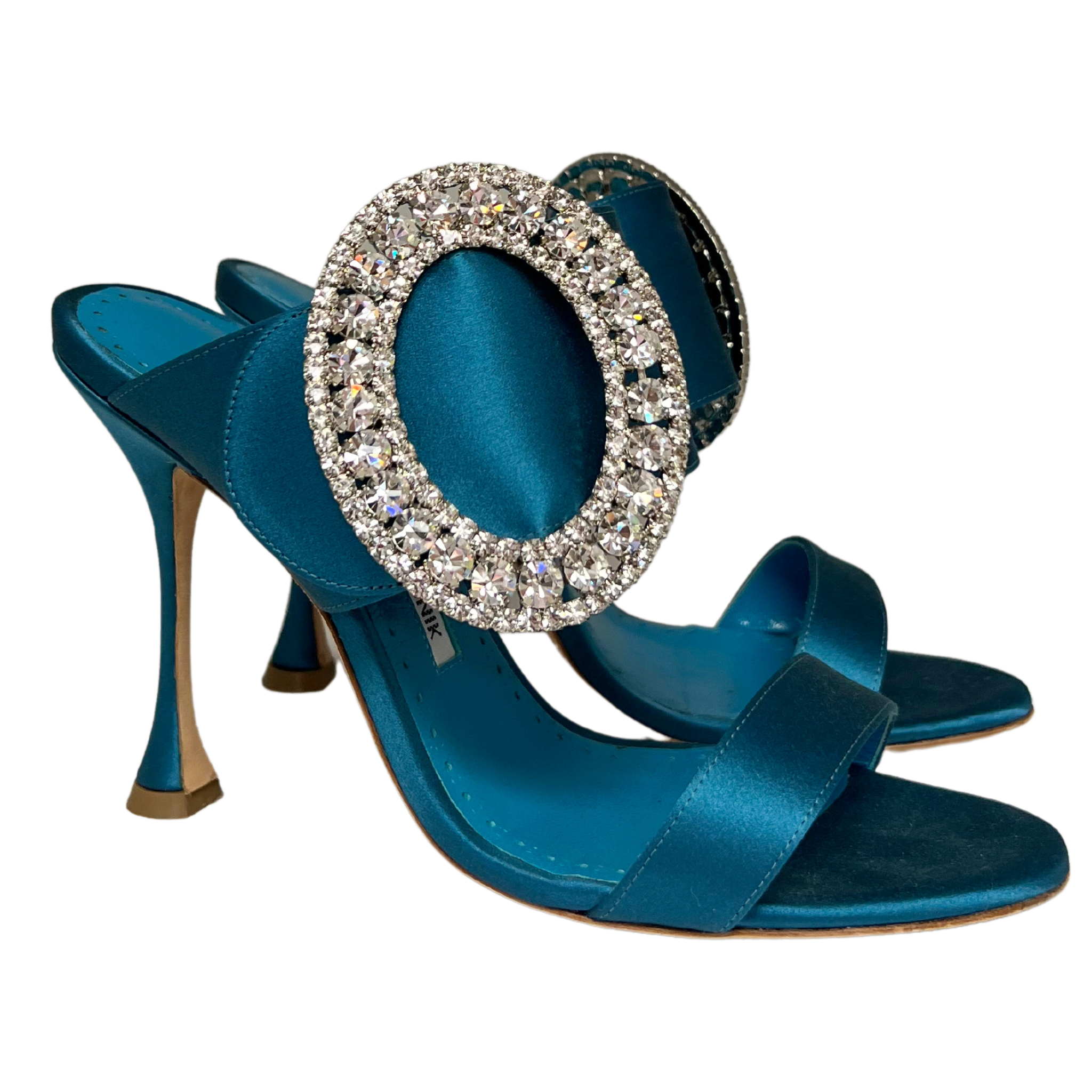 Manolo Blahnik Fibiona Crystal Satin Mule