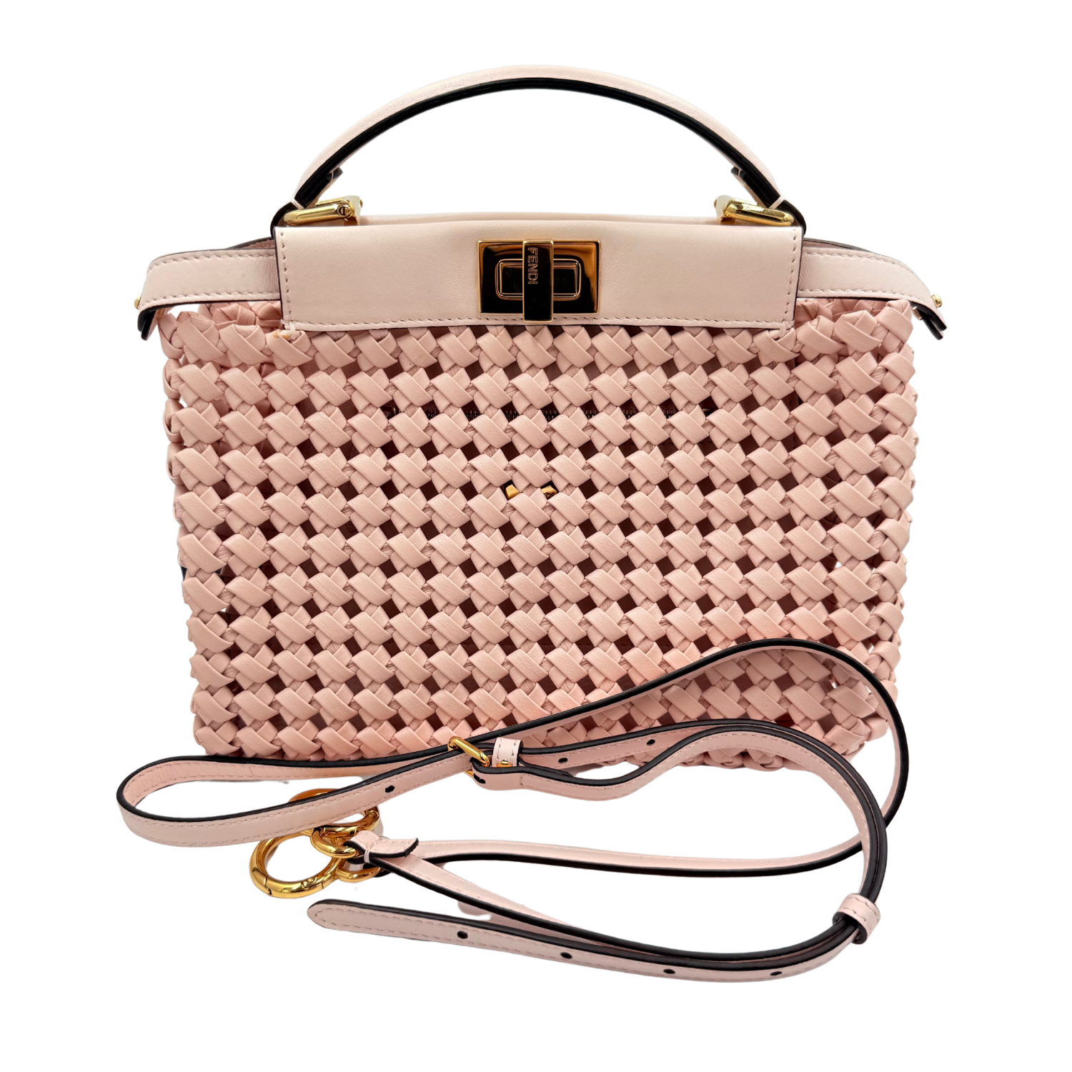 Fendi Mini Interlace Peekaboo Iconic Satchel Pink