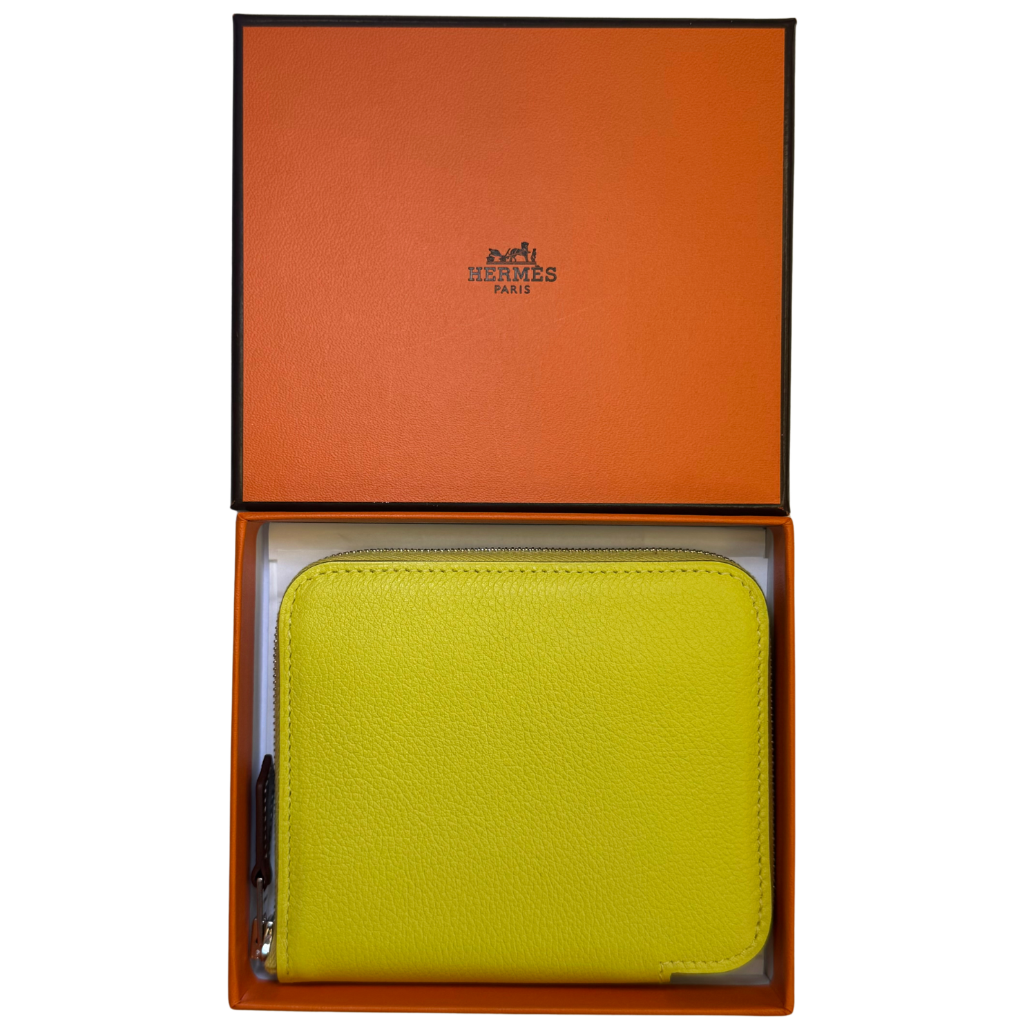 Hermès Epsom Silk'in Compact Wallet Lime
