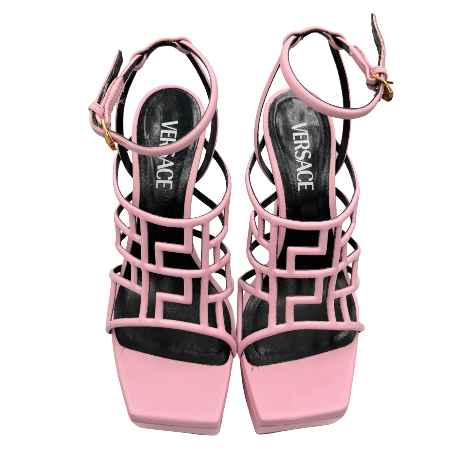 Versace Leather Platform Heels Pink