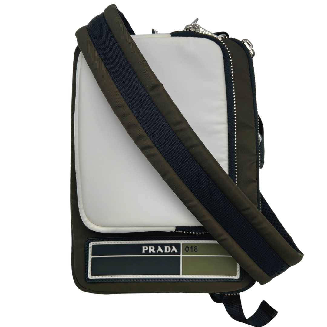 Prada Logo Patch Zip Messenger Bag