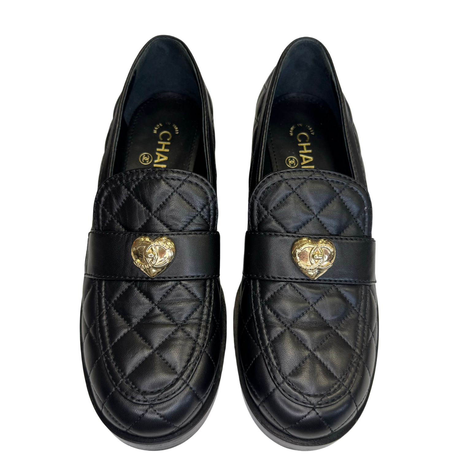 Chanel Quilted Leather Oxford Block Heel Black