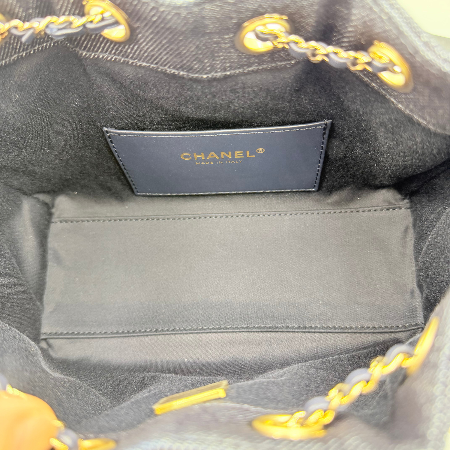 Chanel Mini Quilted Denim Chanel 25 Handbag Dark Blue