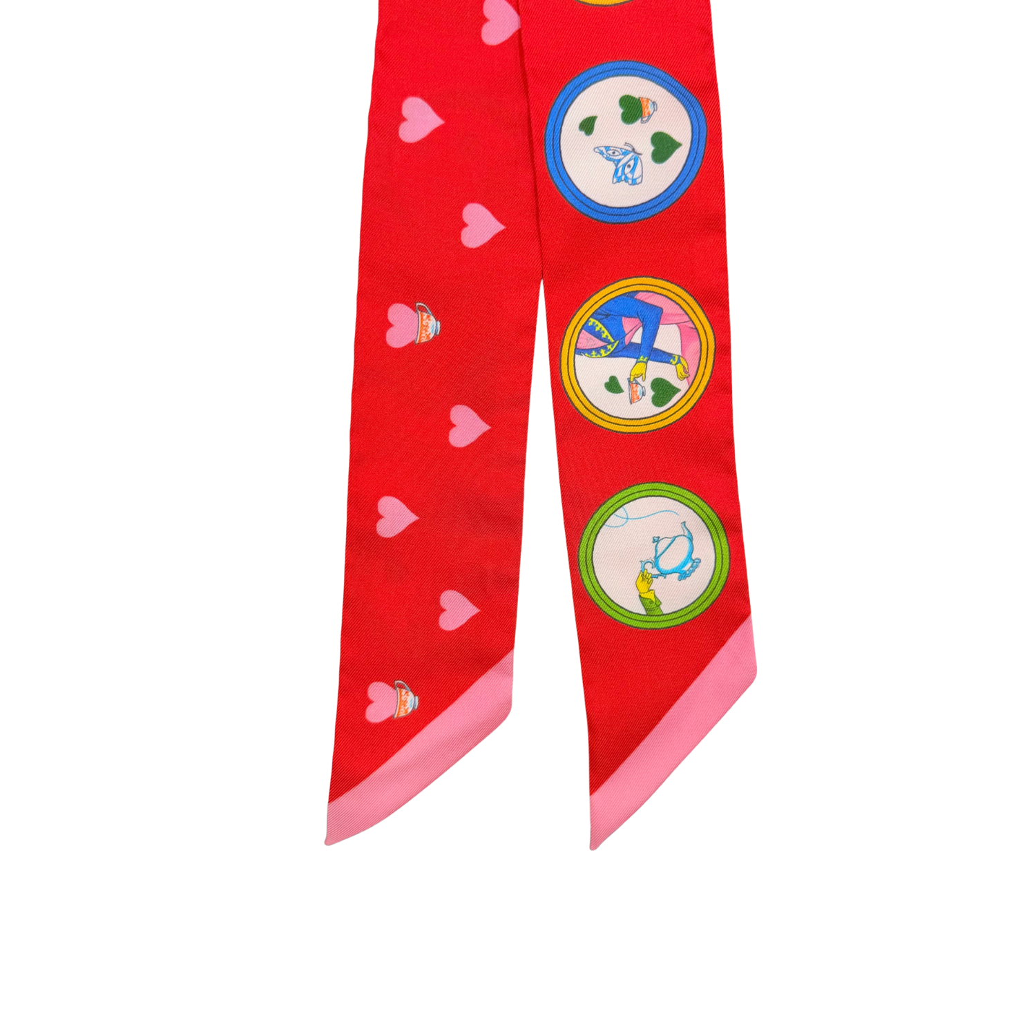 Tea Time Twilly Rouge Vif Vert Silk Multicolor Twilly Scarf
