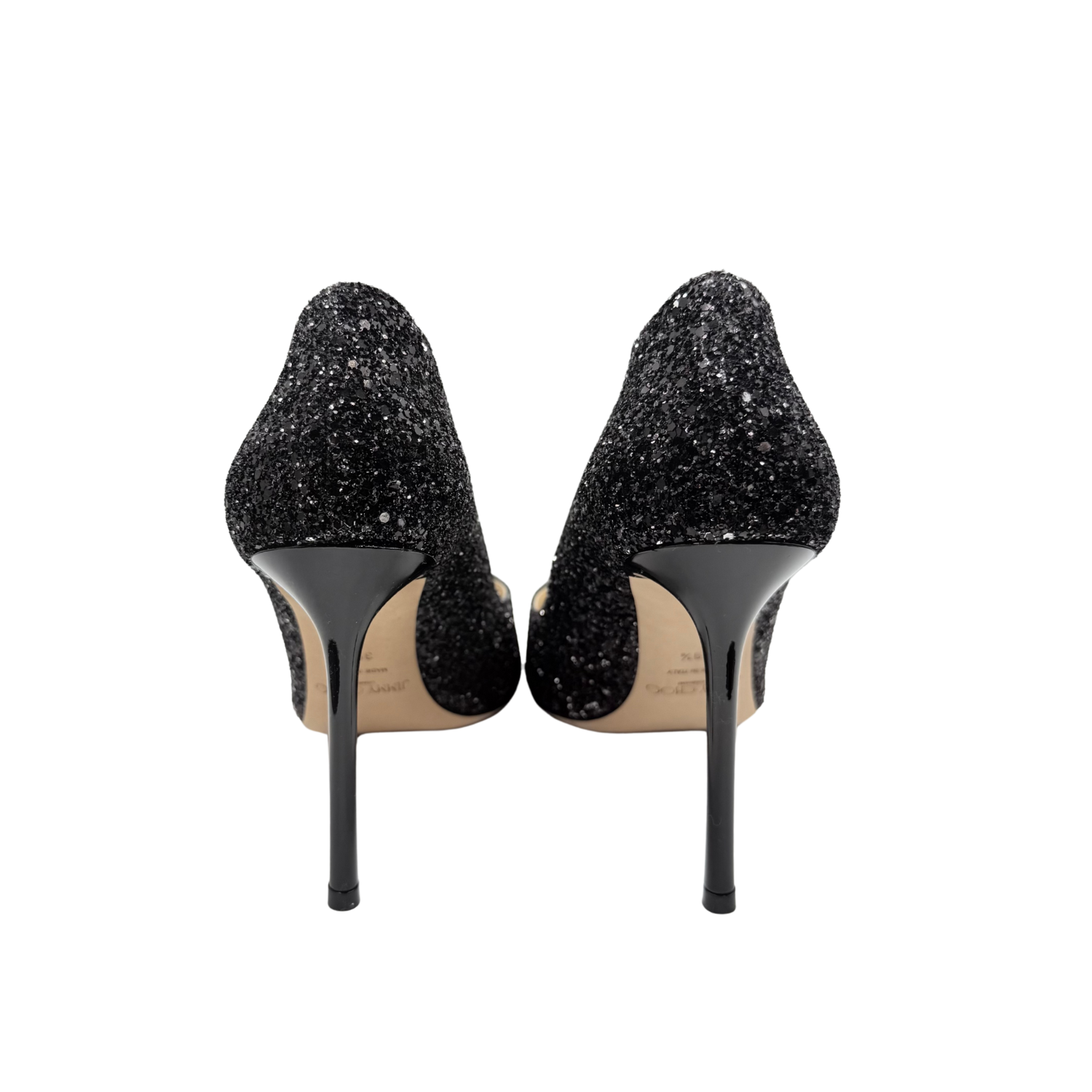 Jimmy Choo Coarse Glitter Degrade Romy 100 Pumps Pink and Black Ombre