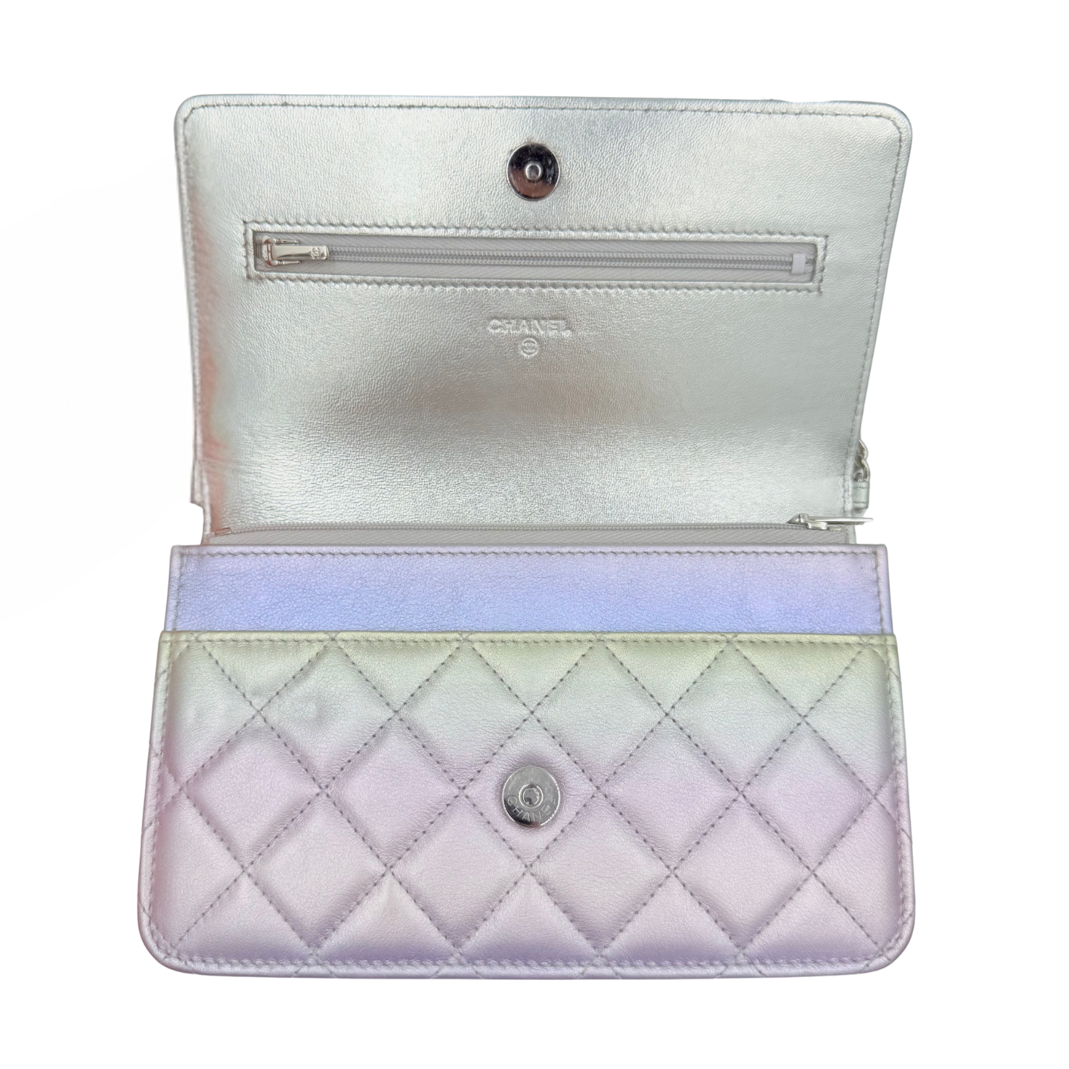 Chanel Gradient Metallic Quilted Wallet On Chain Iridescent