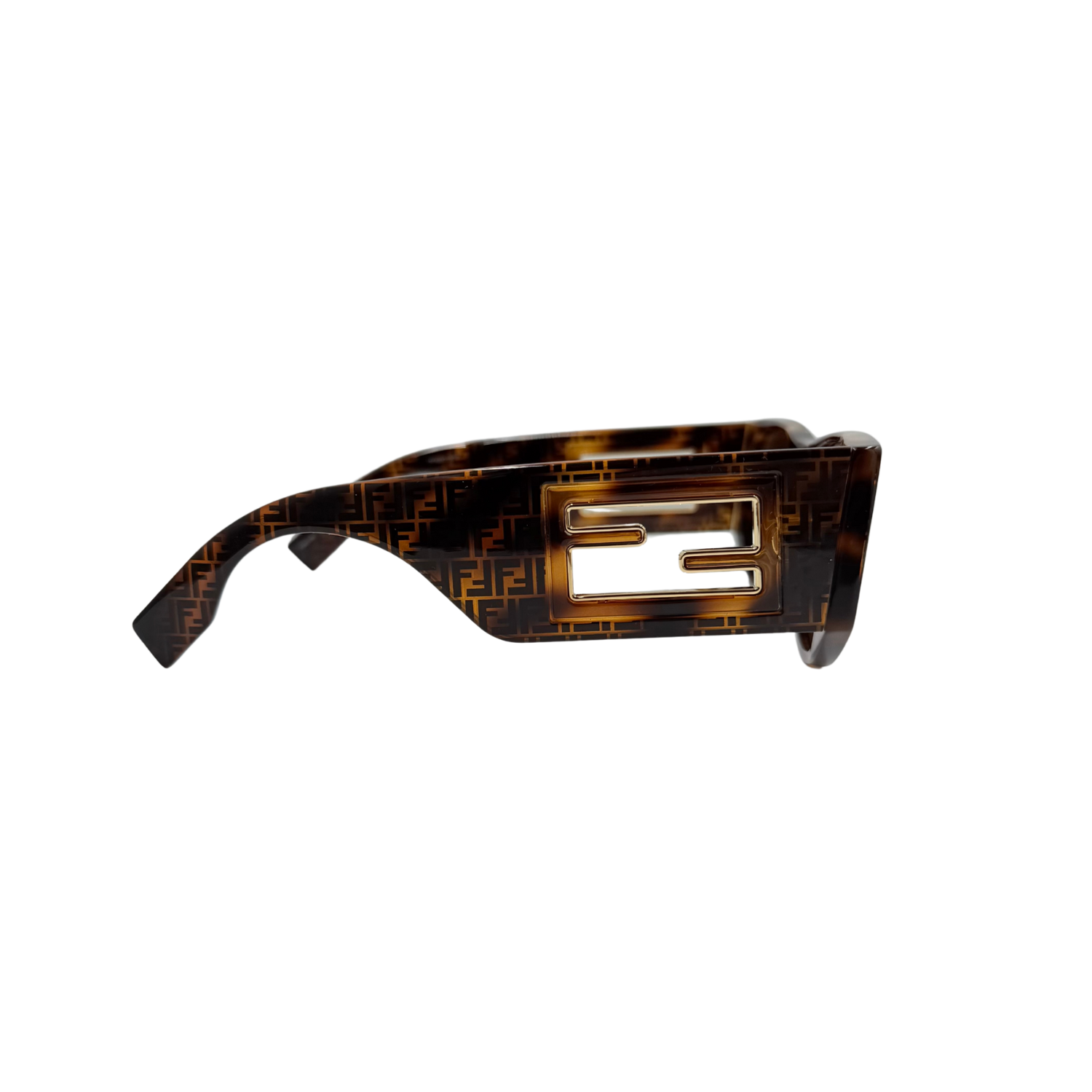 Fendi Baguette Logo Acetate Oval Sunglasses Tortoise Shell