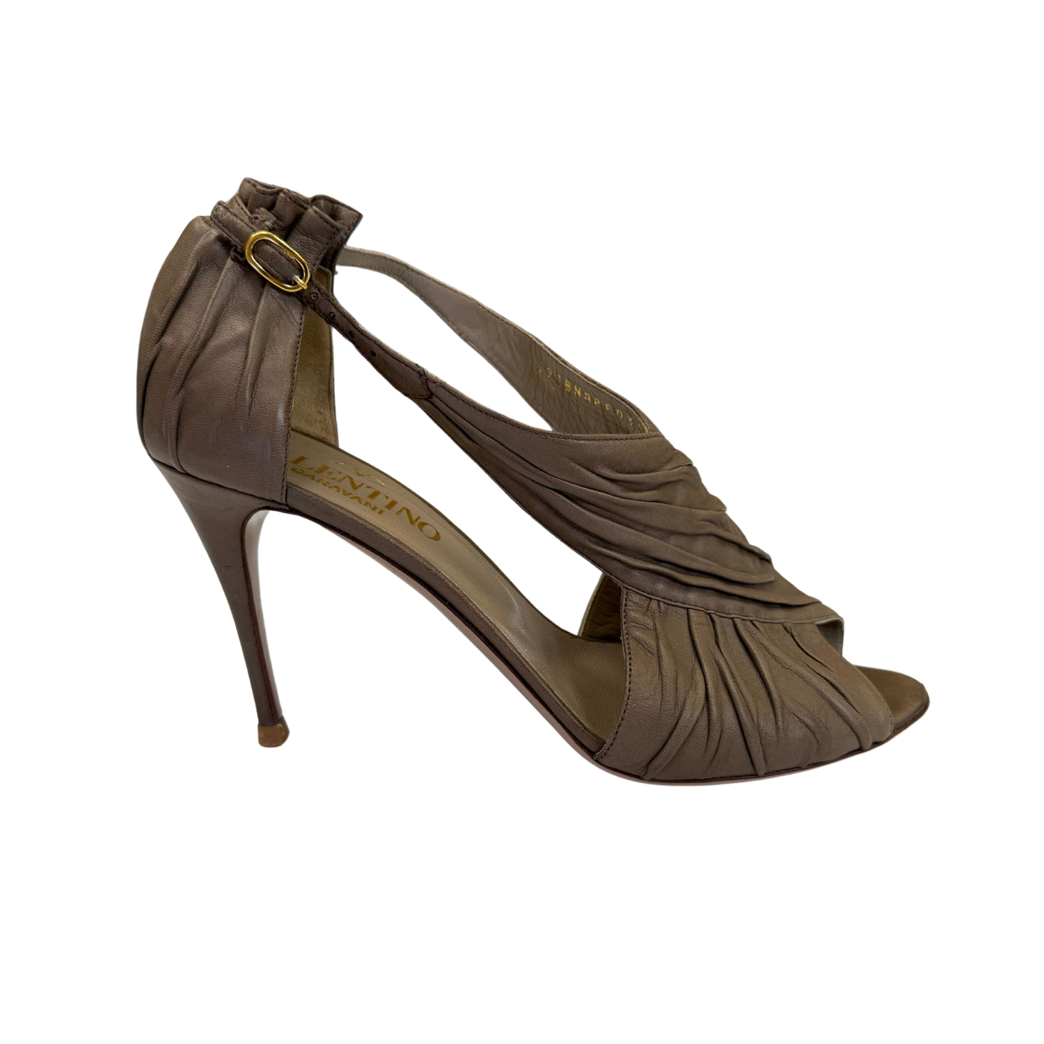 Valentino Criss Crossed Ruched Leather Pumps Taupe