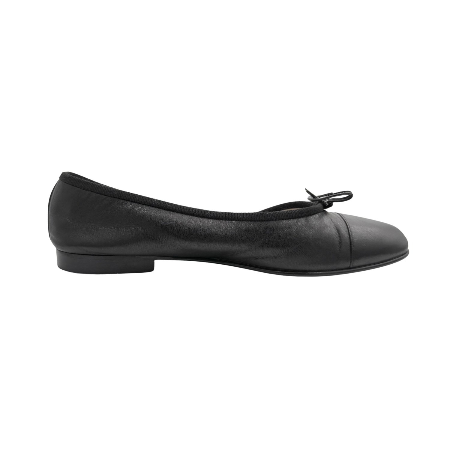Chanel CC Cap Toe Bow Ballet Flats Black
