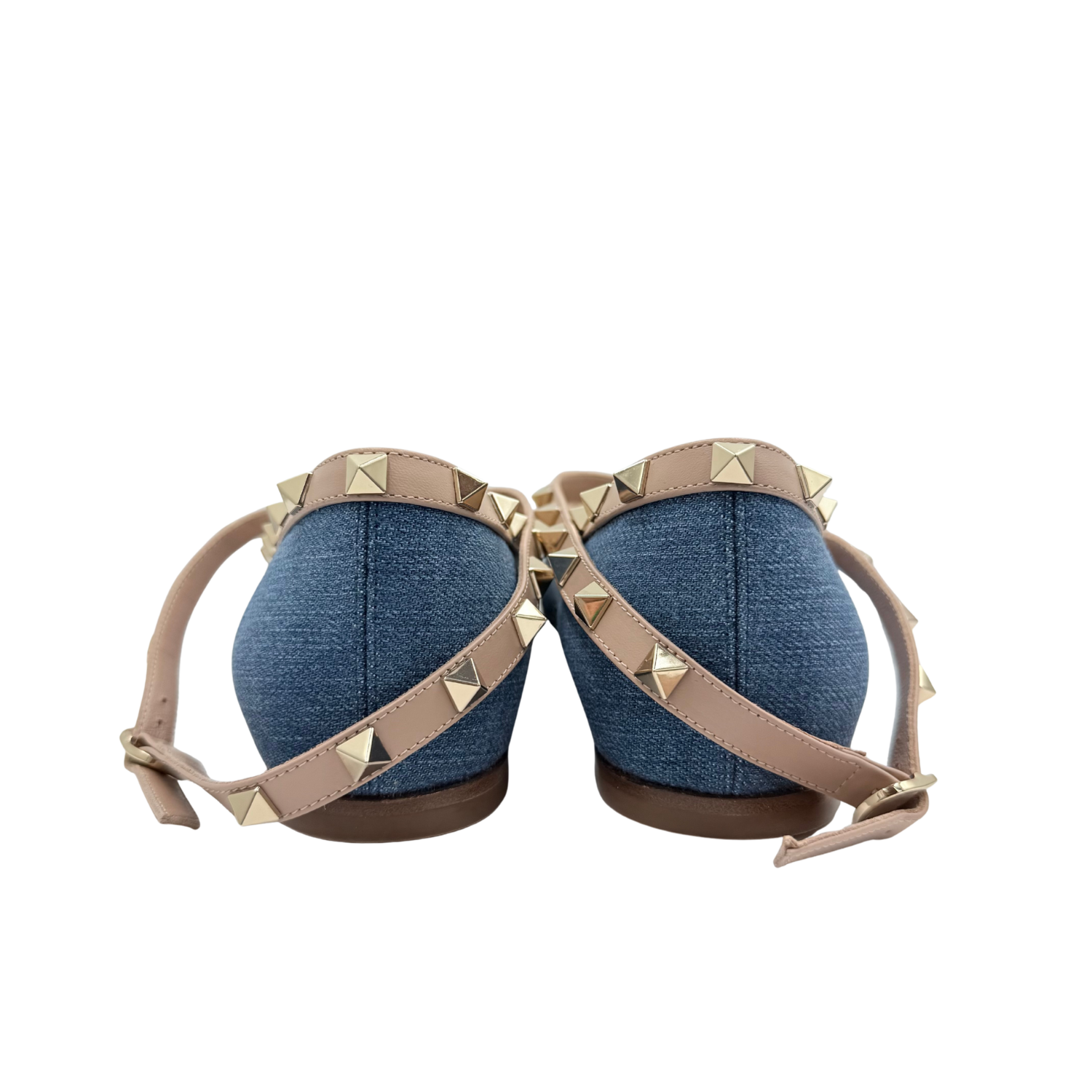 Valentino Rockstud Denim Ballerina Rockstud Flats