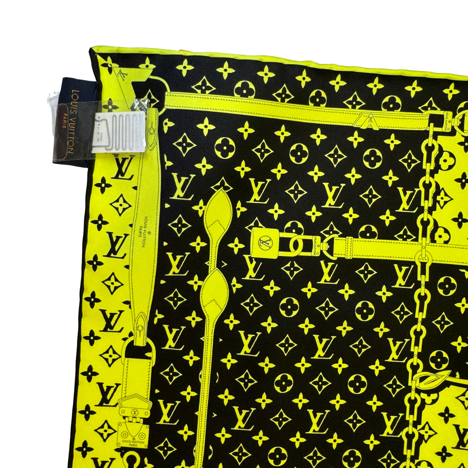 Louis Vuitton Silk Carre Bandanna Confidential Scarf Square 45 Lime Green