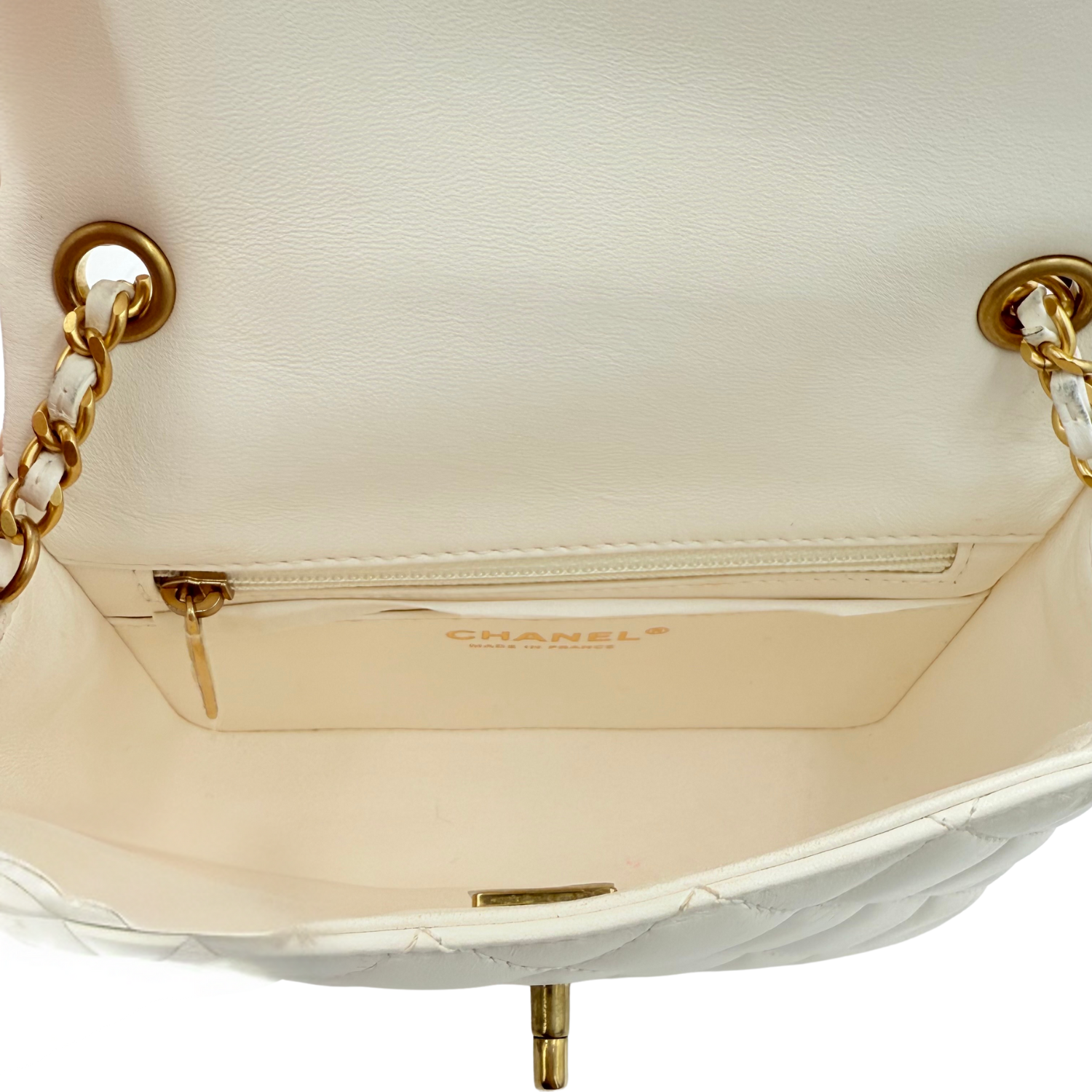 Chanel Quilted Small Coco Hearts Square Flap Bag White