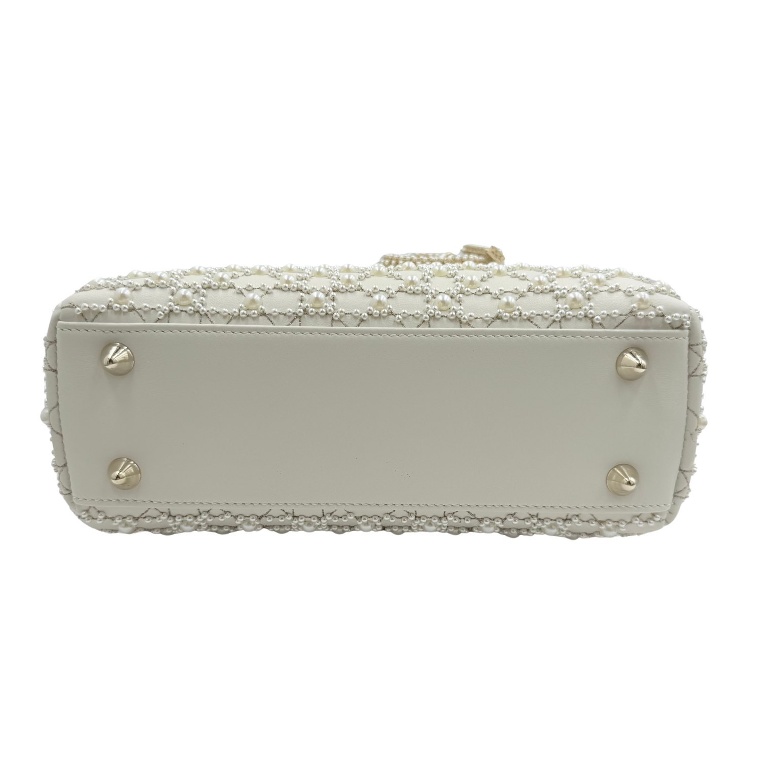Christian Dior Small Pearl Cannage Lady Dior Ivory