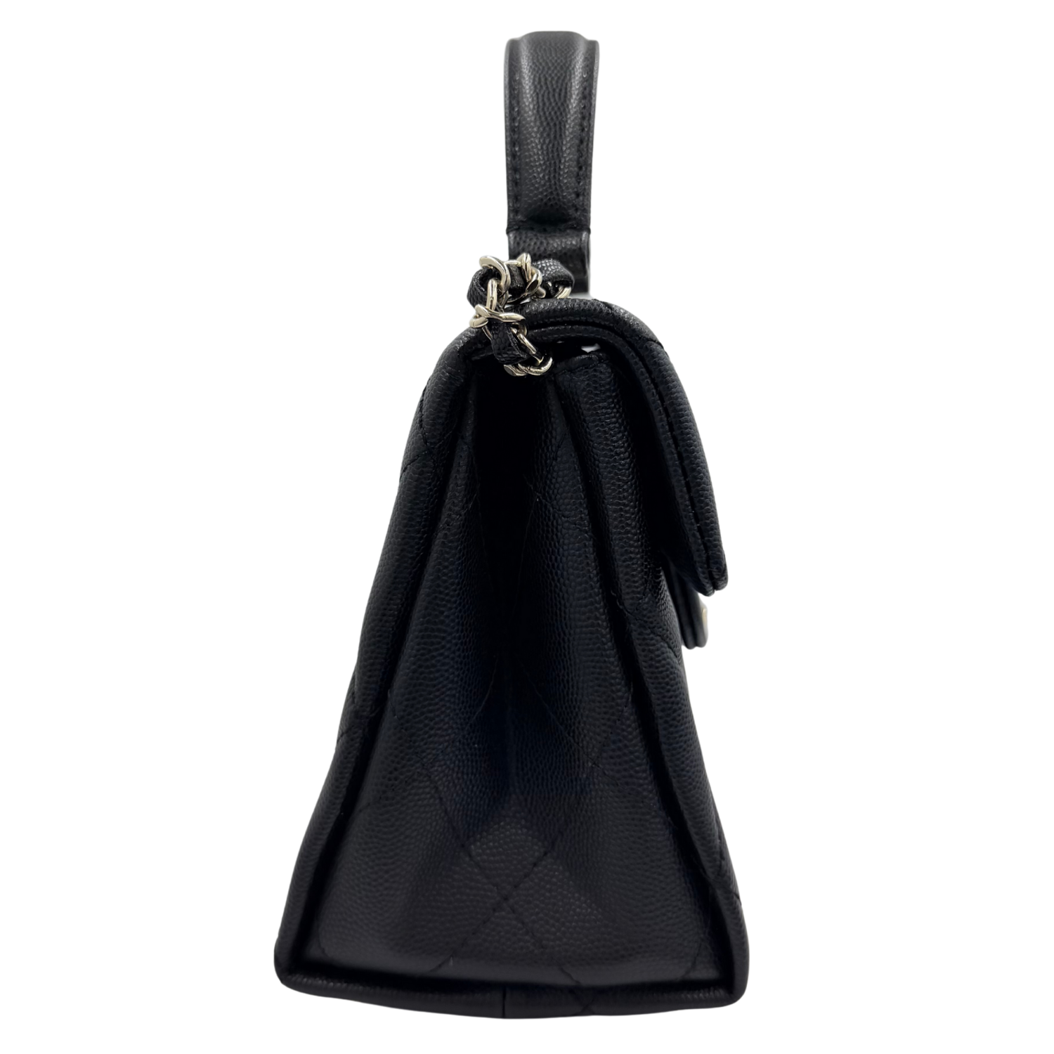 Chanel Small Quilted Caviar Retro Twist Flap Bag with Top Handle Black