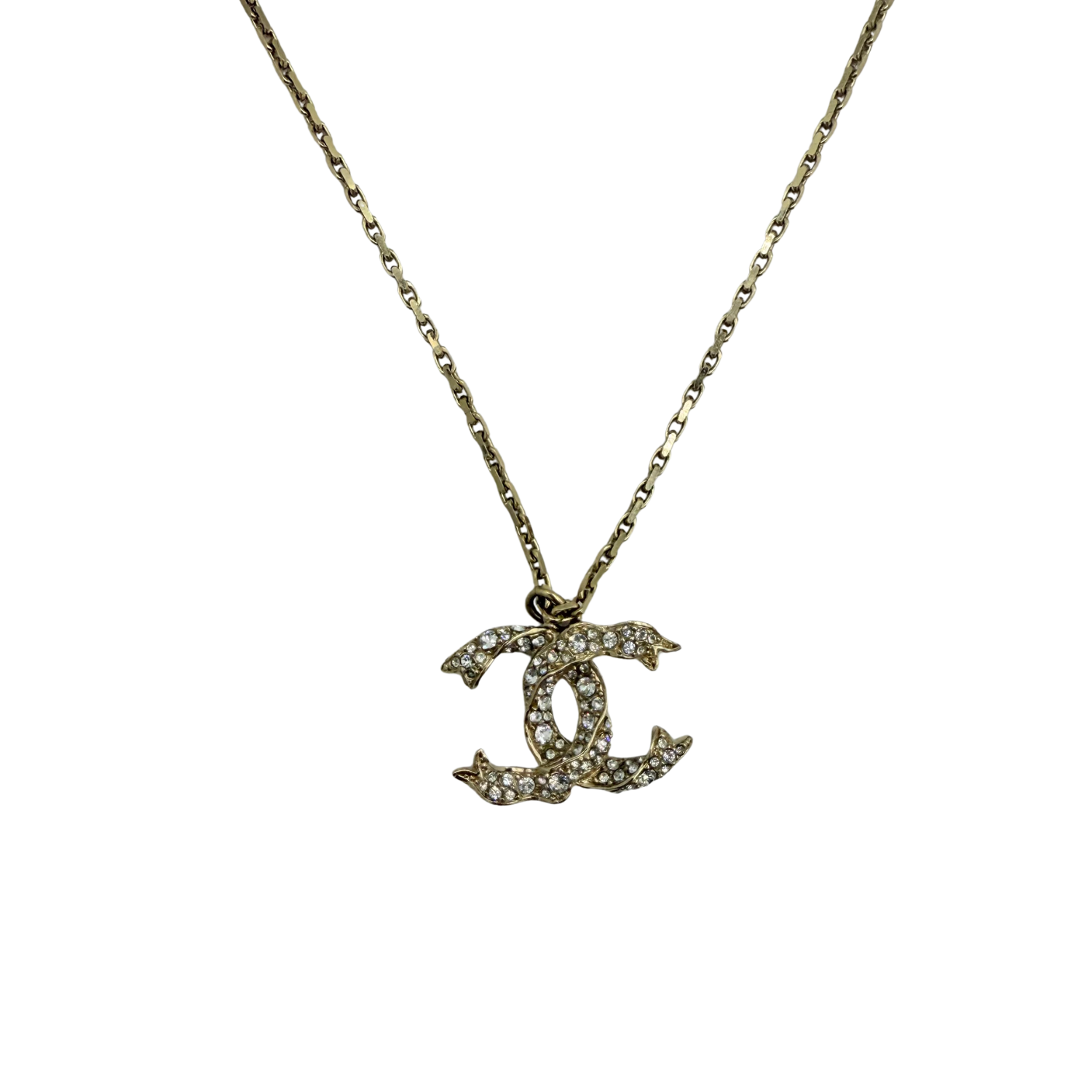 Chanel CC Coco Mark Etched 2 Way Necklace Gold