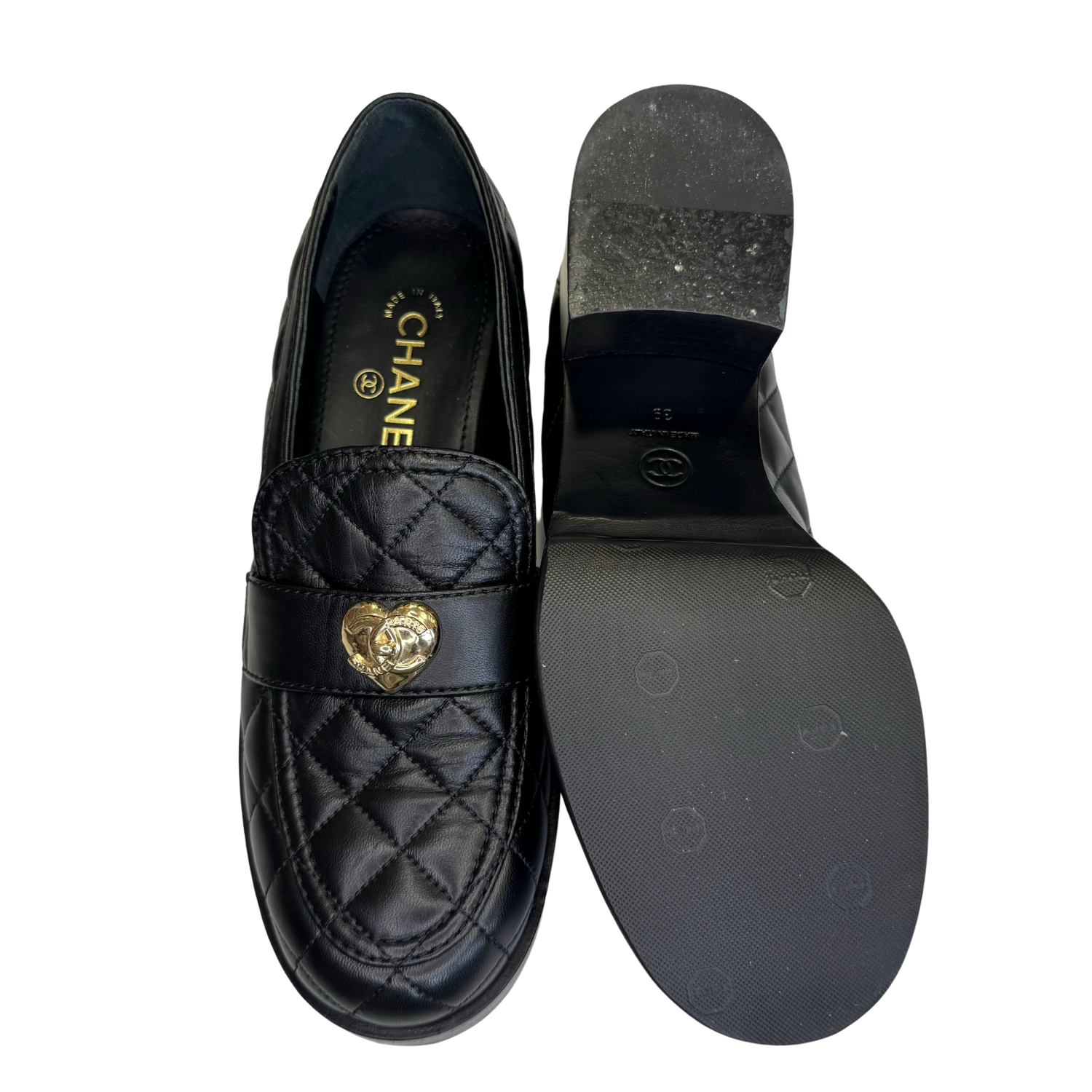 Chanel Quilted Leather Oxford Block Heel Black