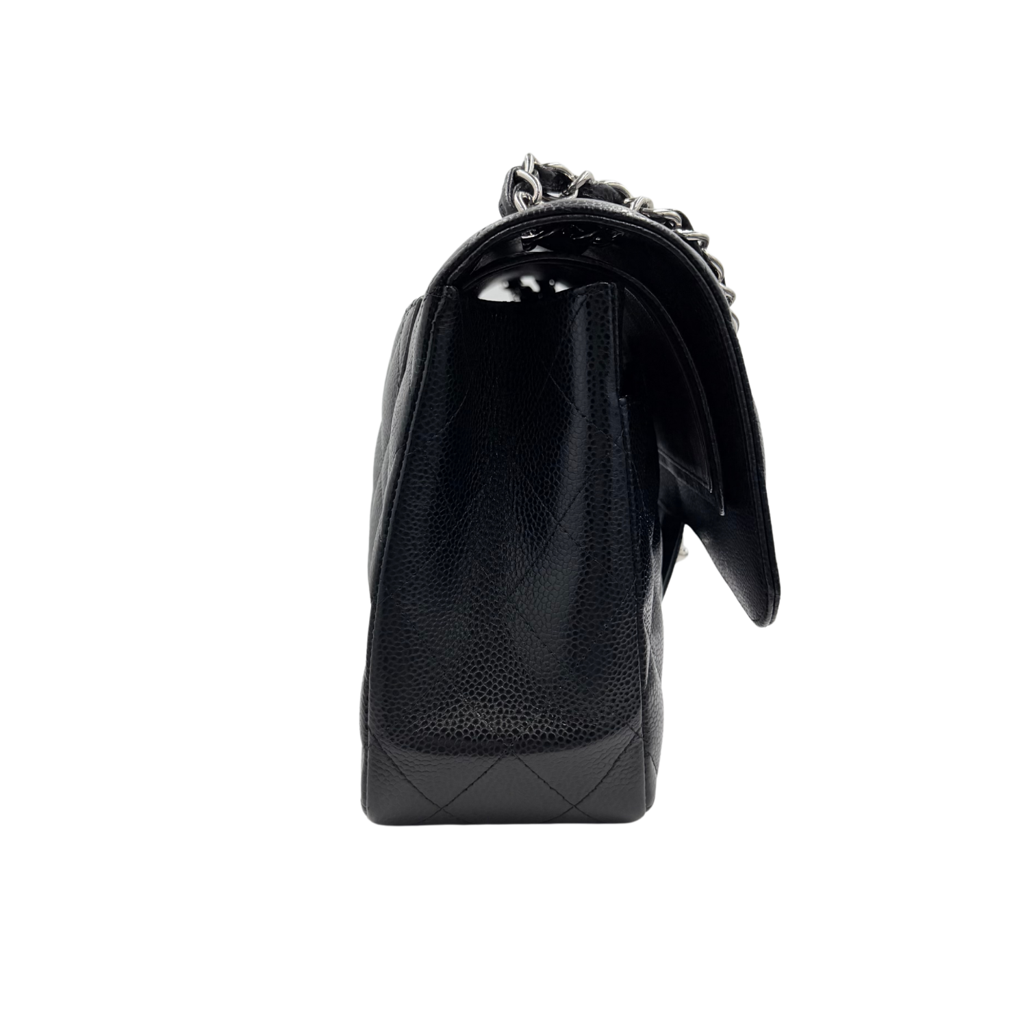 Jumbo Quilted Caviar Classic Double Flap Black