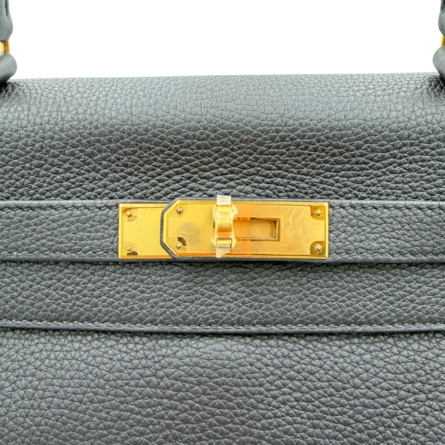 Hermès Kelly 28 Togo Retourne Leather Black