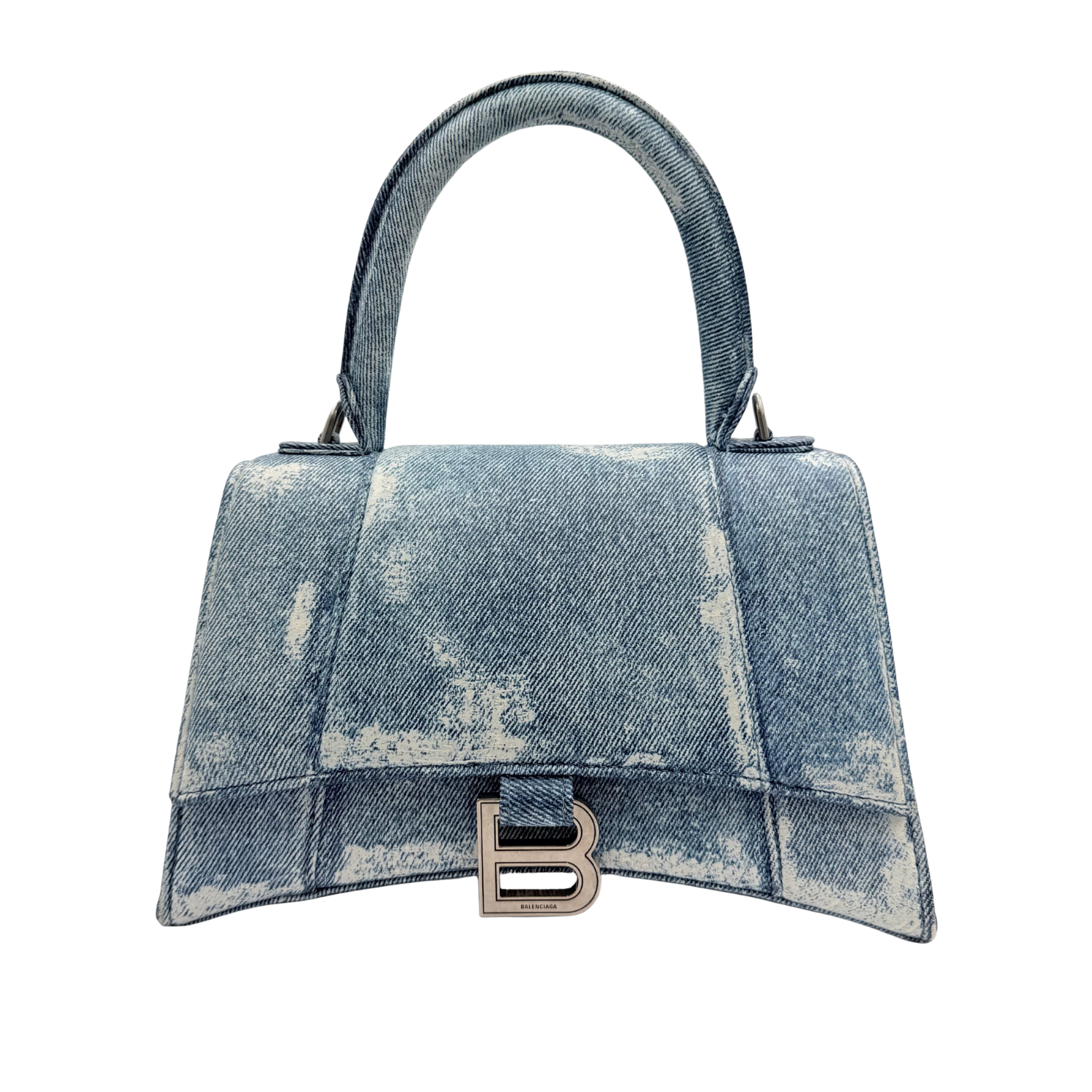 Balenciaga Small Hourglass Handle Bag with Crossbody Strap Denim