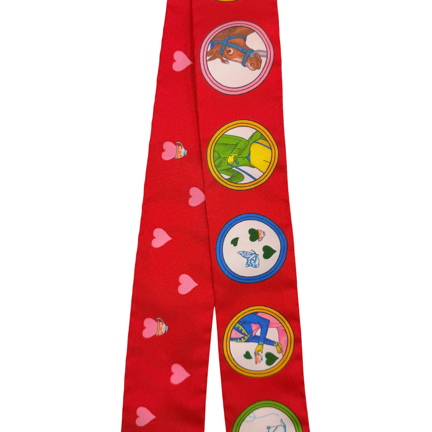 Tea Time Twilly Rouge Vif Vert Silk Multicolor Twilly Scarf