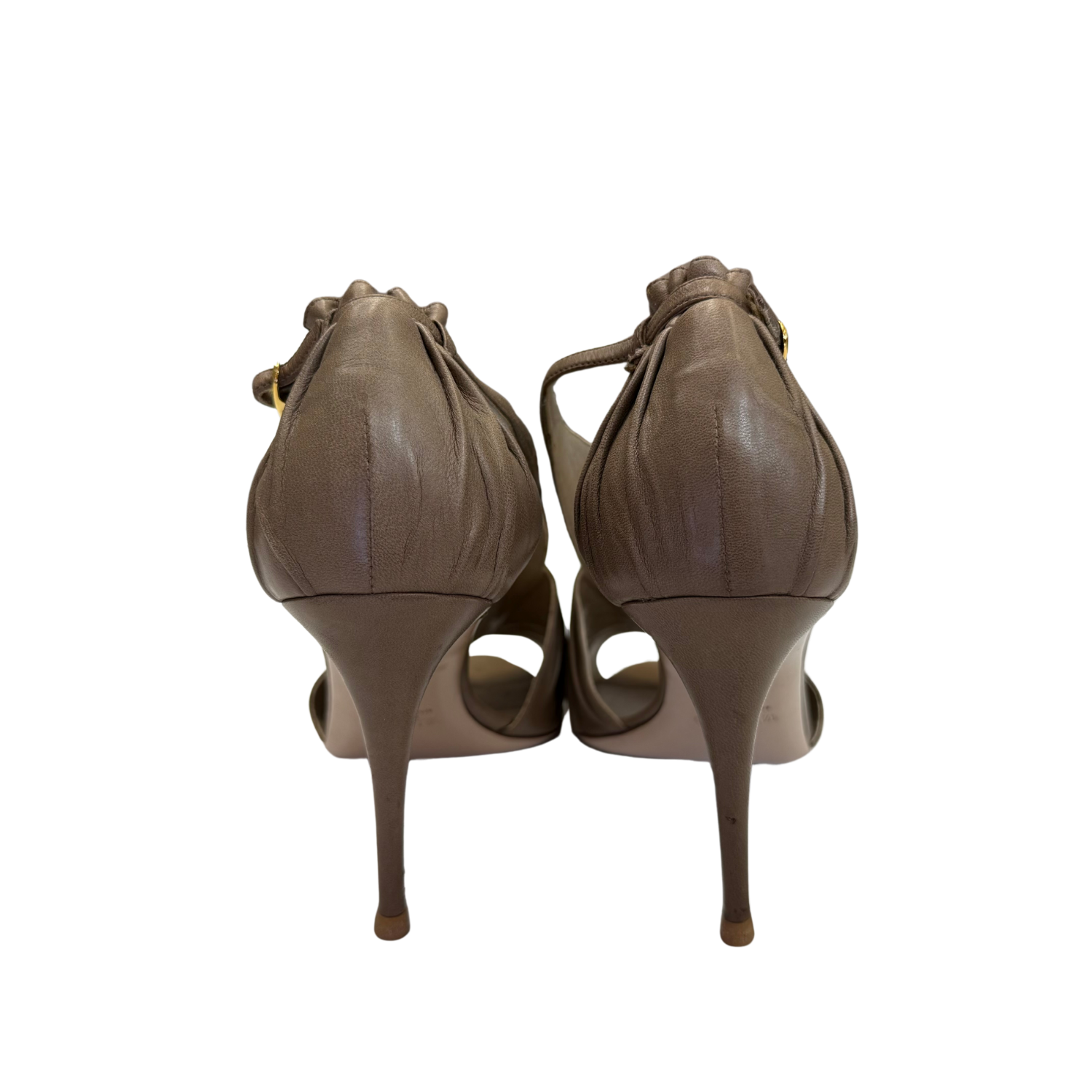 Valentino Criss Crossed Ruched Leather Pumps Taupe
