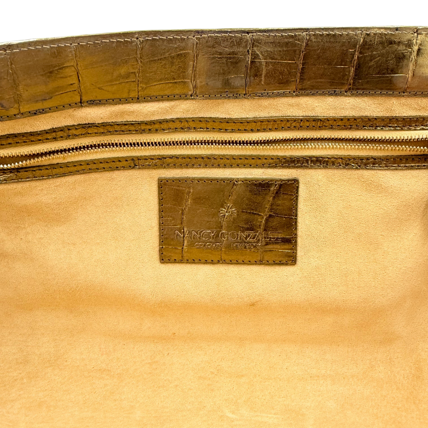 Nancy Gonzalez Limited Crocodile Leather Leaves Clutch Brown