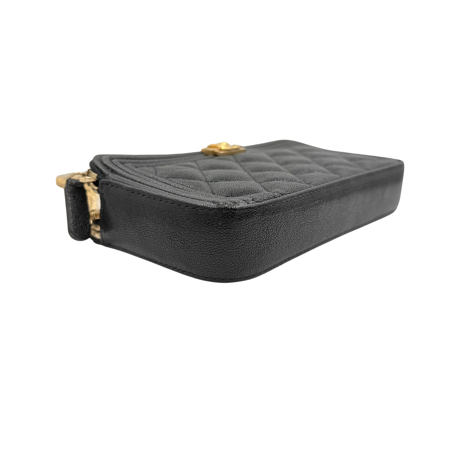 Chanel Small Caviar Quilted Boy Wallet on Chain Black