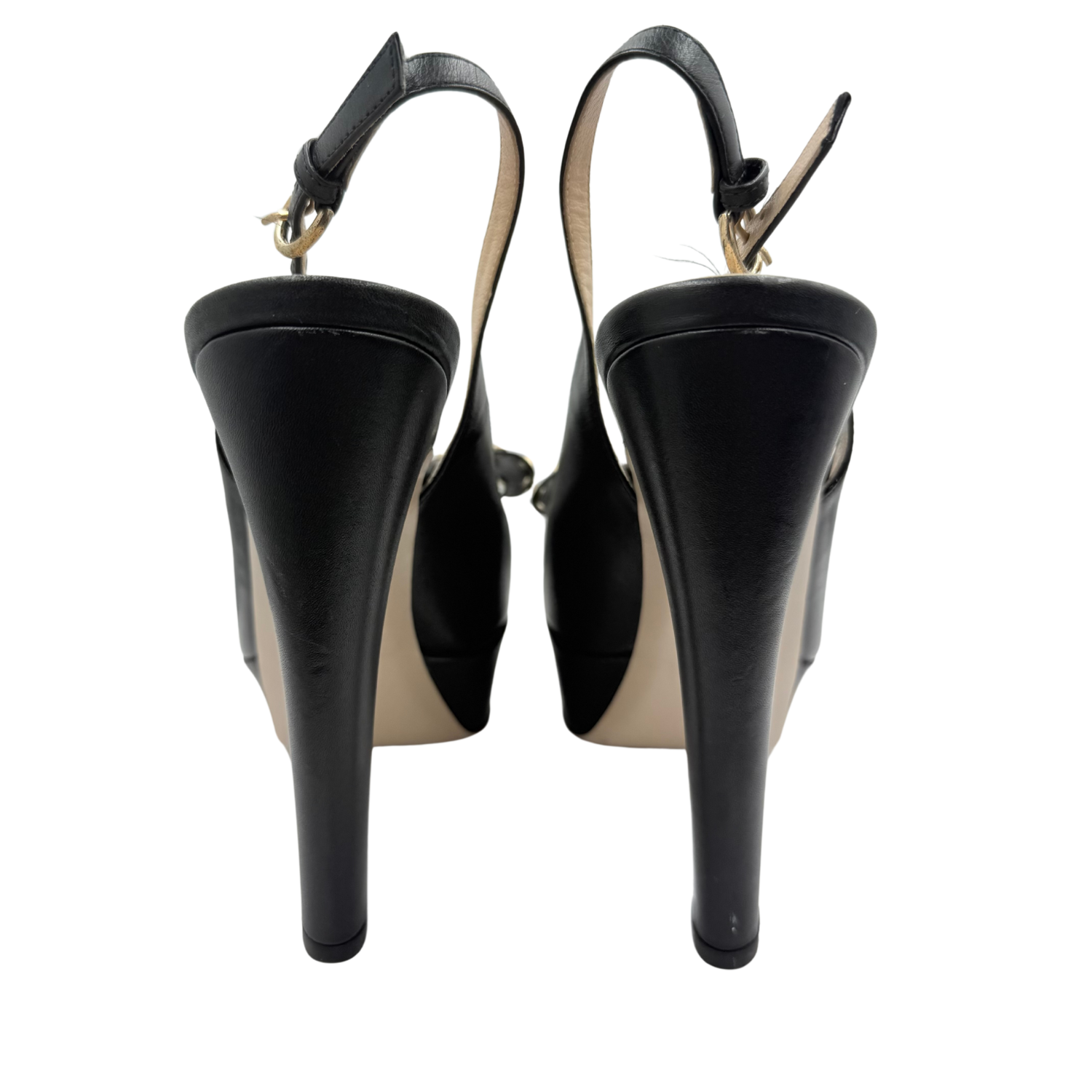 Valentino Rockstud Accents Leather Slingback Pumps Black