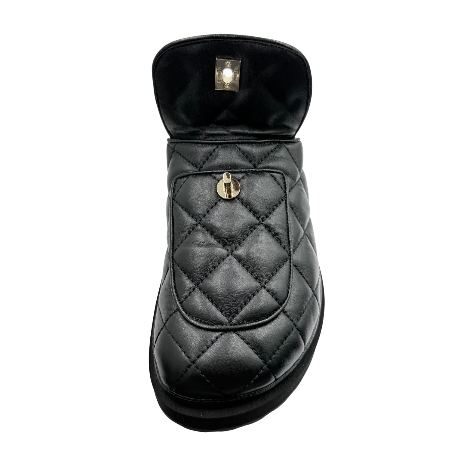 Chanel CC Turnlock Quilted Backless Mules Black