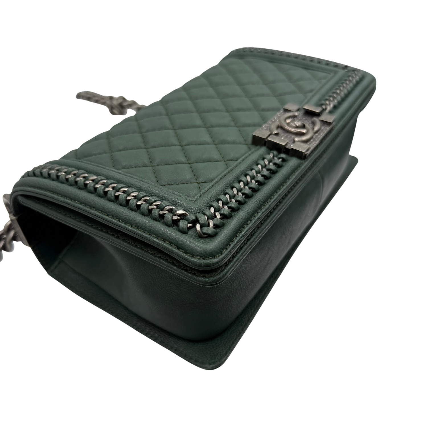 Chanel Calfskin Medium Boy Top Handle Flap Green